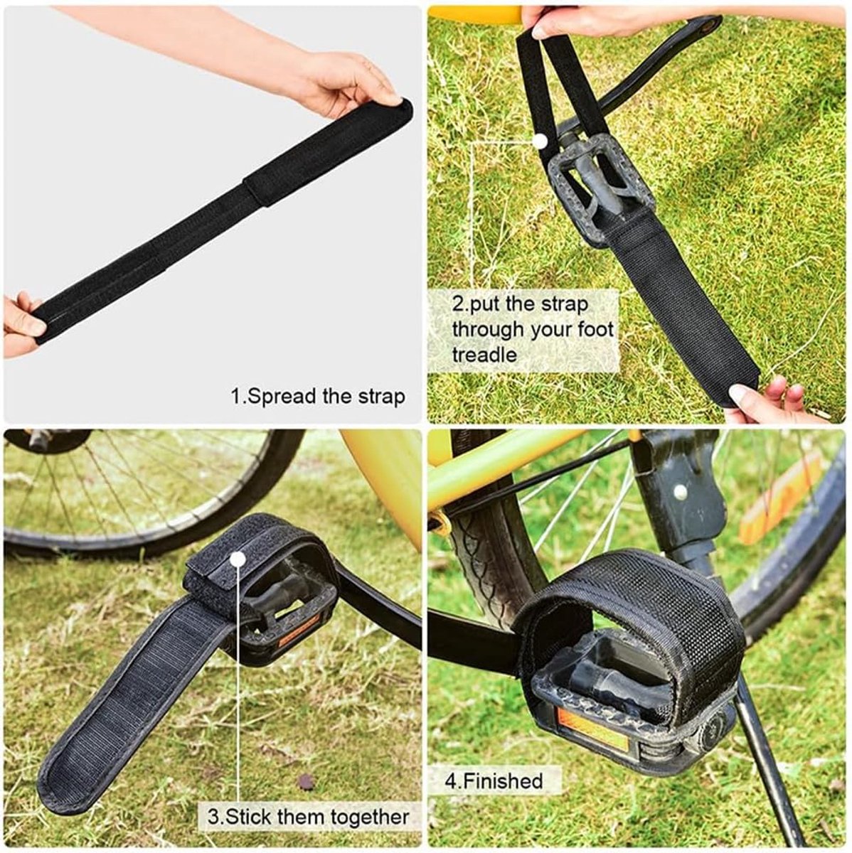 1 pair - Bicycle pedal straps - exercise bike pedal straps - adjustable pedal straps - universal bicycle pedal strap - anti-slip pedal mounting strap - bicycle accessories - bicycle pedal accessories - for anti-slip bicycle pedals - black - Image 6