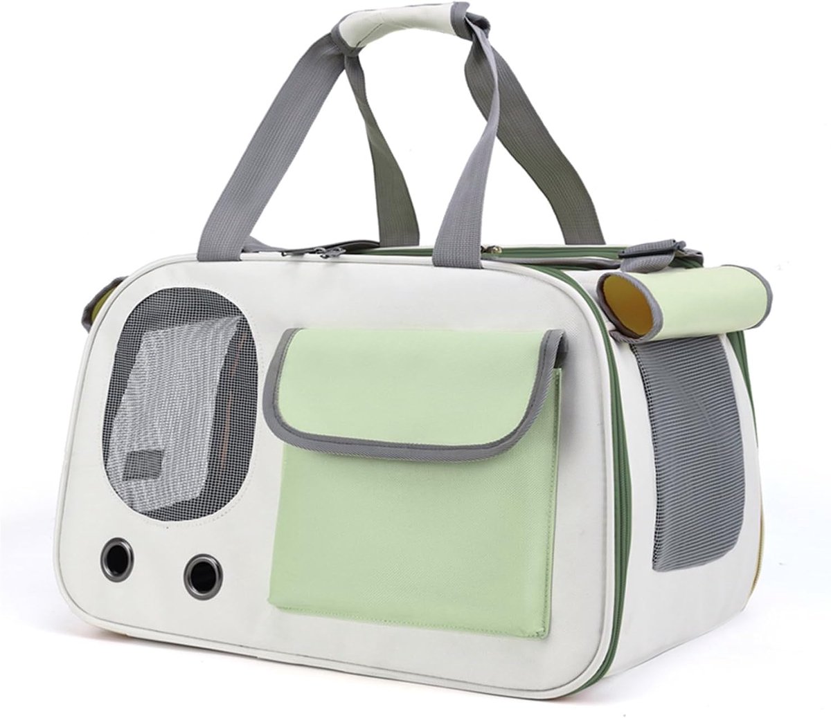 Cat and Dog Transport Bag - Travel Basket - Foldable Cat Transport Box - Cat Bag - Pet Carrier Bag with breathable holes and pockets - for medium-sized cats, small dogs - Dog Bag - 45 x 28 x 26 cm - Green - Image 1
