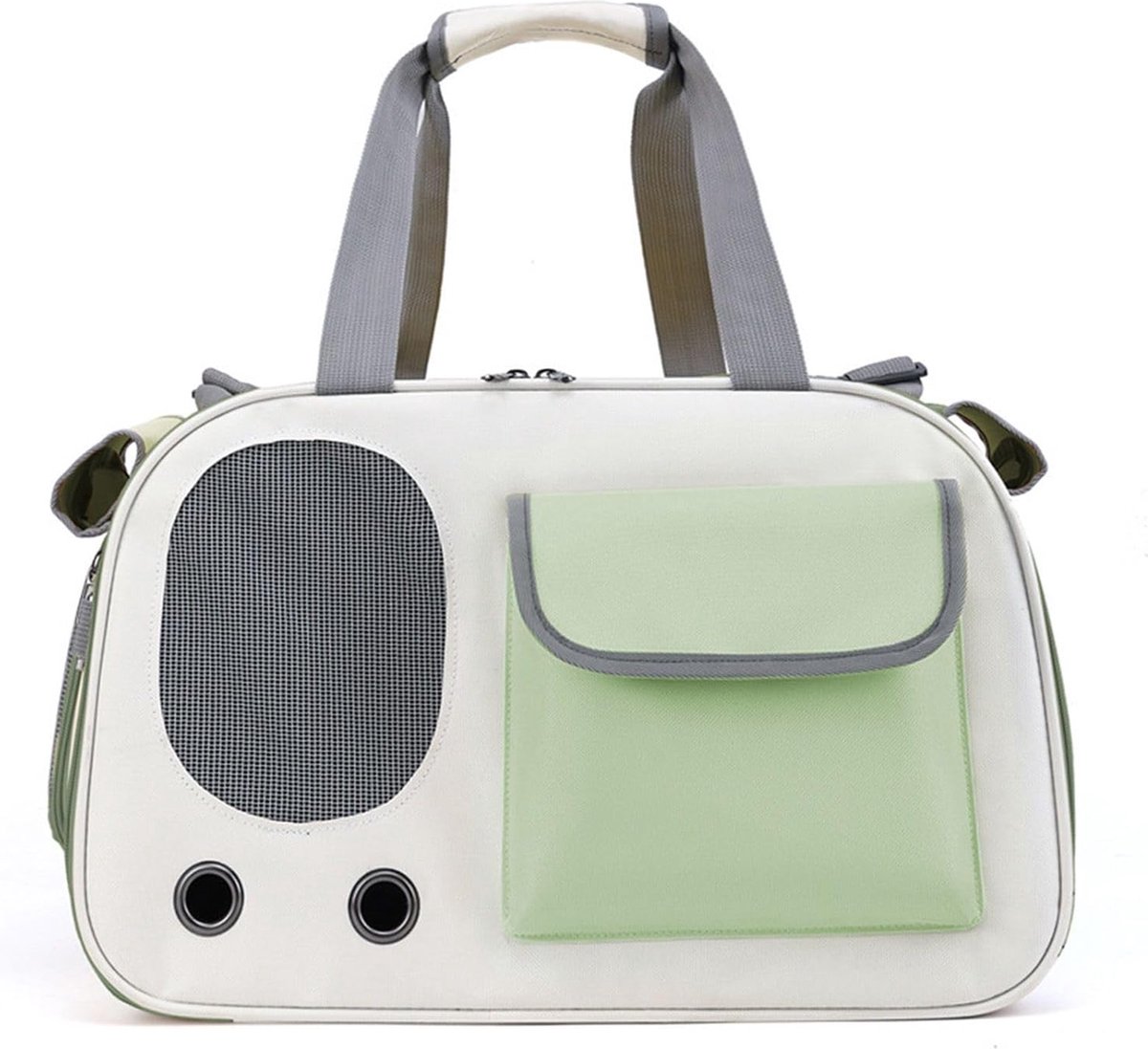 Cat and Dog Transport Bag - Travel Basket - Foldable Cat Transport Box - Cat Bag - Pet Carrier Bag with breathable holes and pockets - for medium-sized cats, small dogs - Dog Bag - 45 x 28 x 26 cm - Green - Image 2