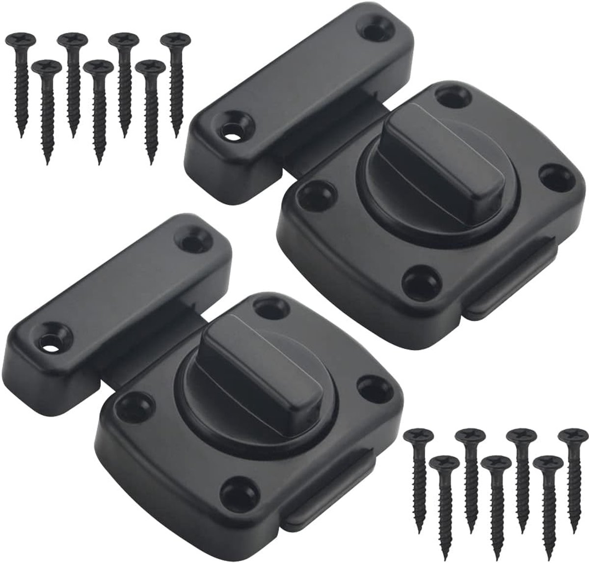 2 pieces - Door locks - swing door locks - zinc alloy door locks - bathroom door lock - security lock - door bolt - for home security, bathroom, bedroom, toilet - black - Image 1