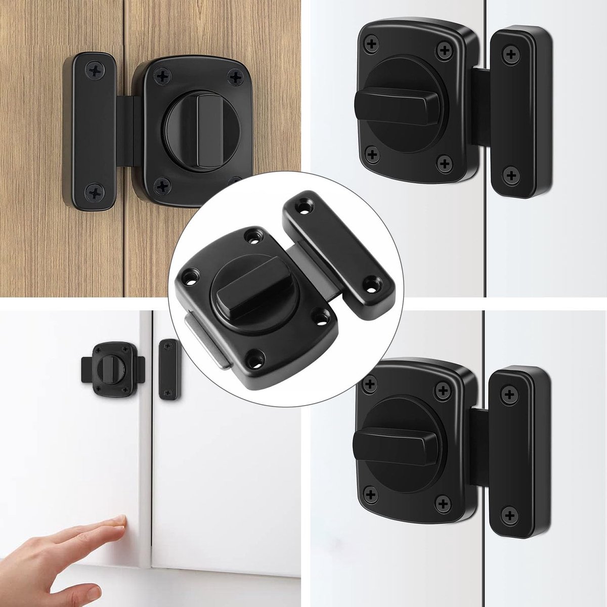 2 pieces - Door locks - swing door locks - zinc alloy door locks - bathroom door lock - security lock - door bolt - for home security, bathroom, bedroom, toilet - black - Image 3