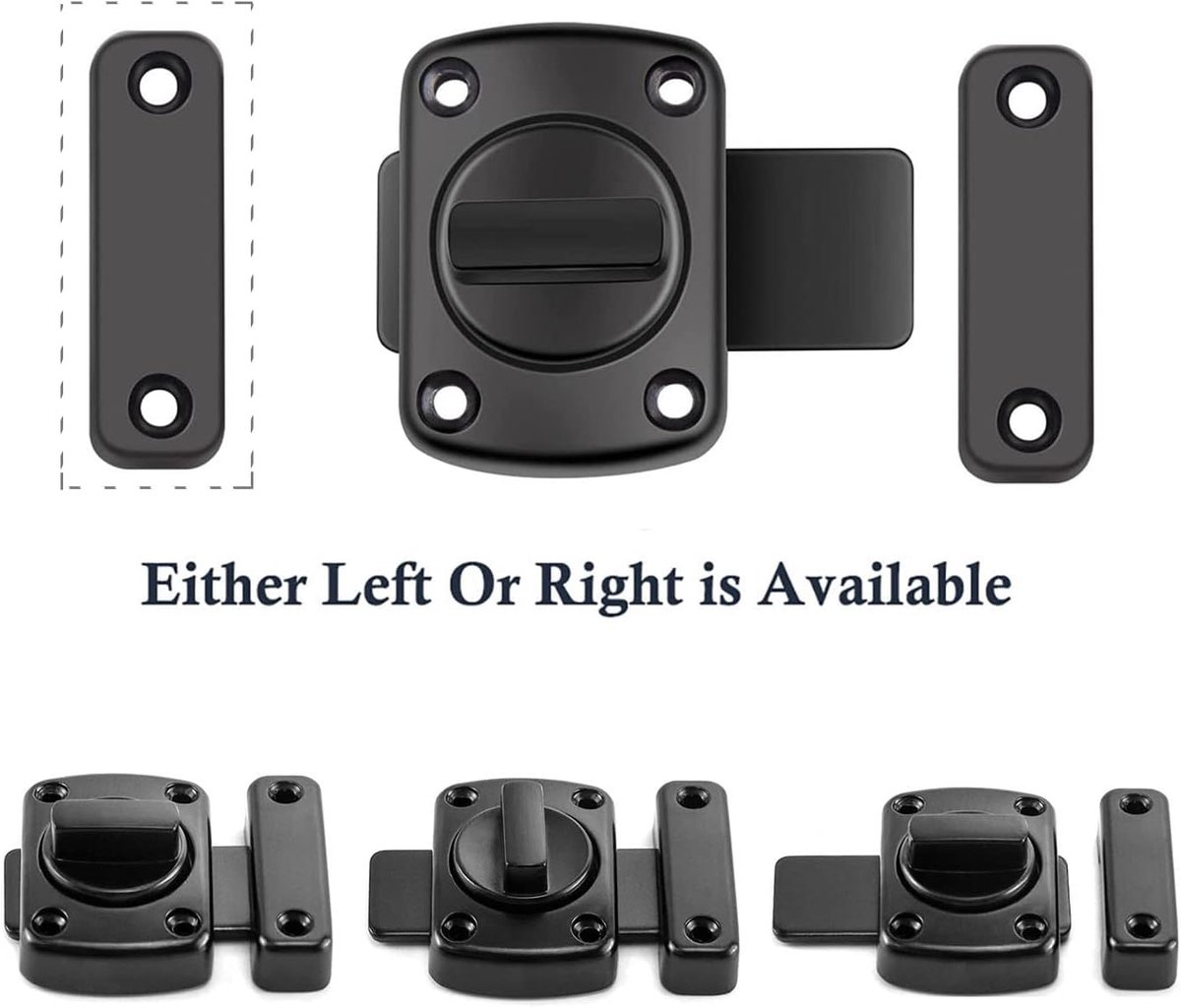 2 pieces - Door locks - swing door locks - zinc alloy door locks - bathroom door lock - security lock - door bolt - for home security, bathroom, bedroom, toilet - black - Image 4