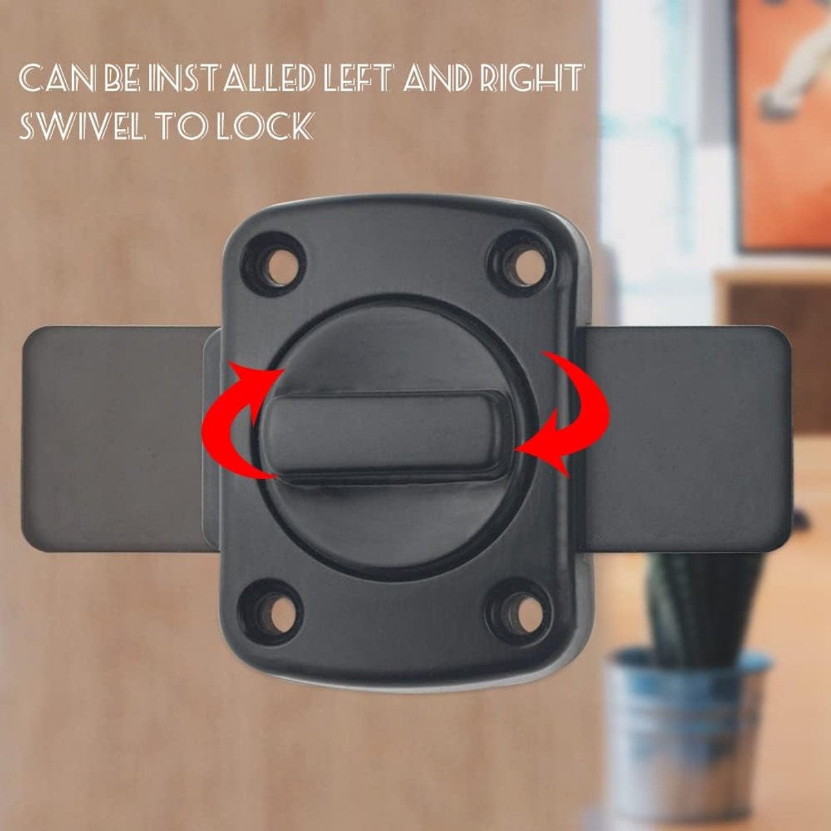 2 pieces - Door locks - swing door locks - zinc alloy door locks - bathroom door lock - security lock - door bolt - for home security, bathroom, bedroom, toilet - black - Image 5