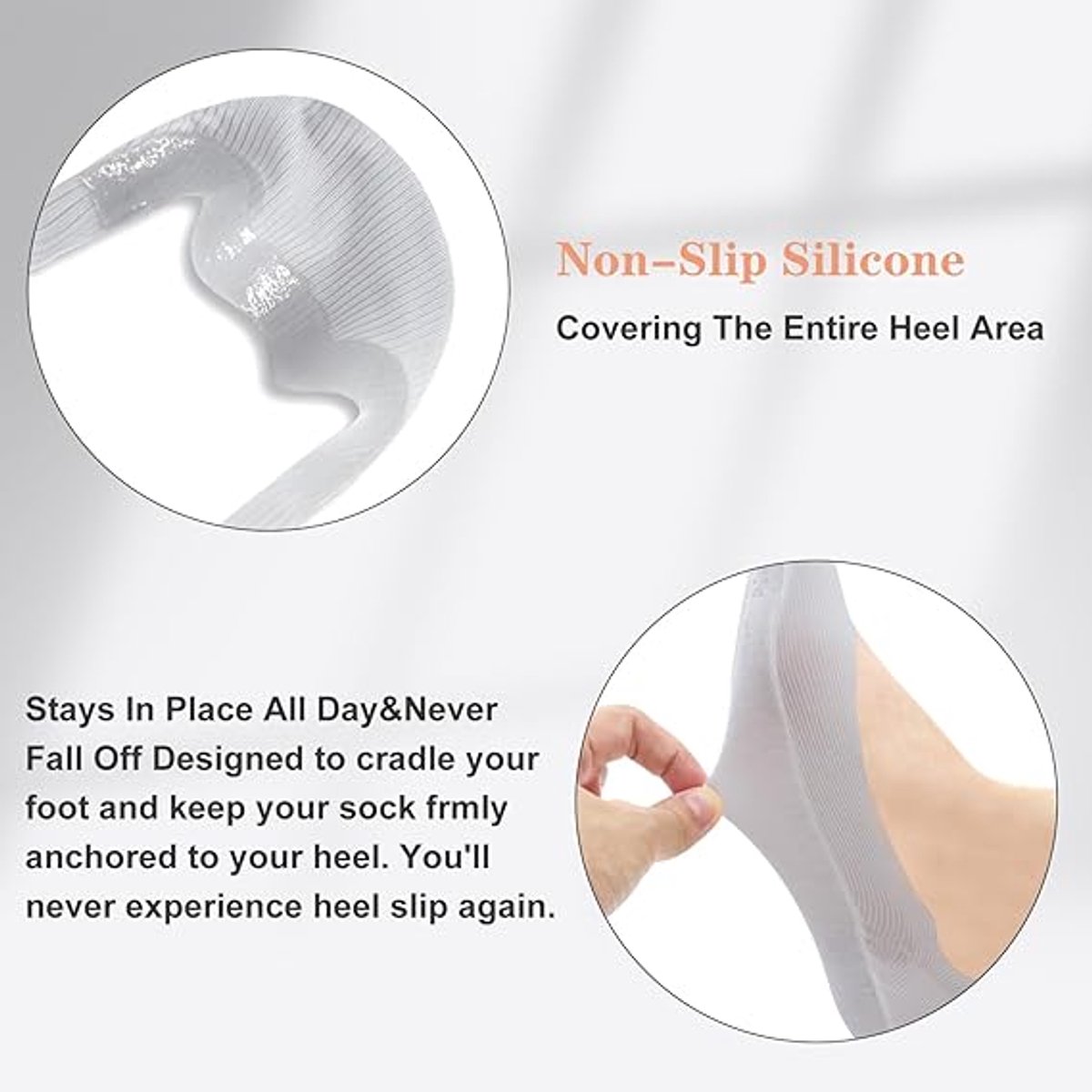 Pairs - Socks - Invisible Socks for Women - No Show Socks for Women for Flat Shoes - Anti-Slip - Invisible - Ultra Low Lining Socks - Hidden Thin Socks - Silicone Foot Protector - Yellow and Grey - Image 4