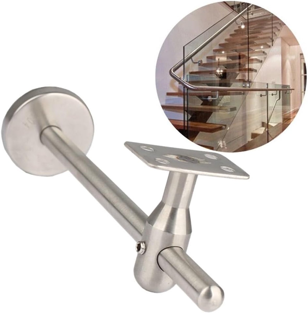 15*6*5 cm - handrail brackets - stainless steel wall bracket for handrails - for stairs and hallways - easy installation - elegant and durable design - round rectangular base - for square and horseshoe-shaped handrails - for home and office - silver - Image 4
