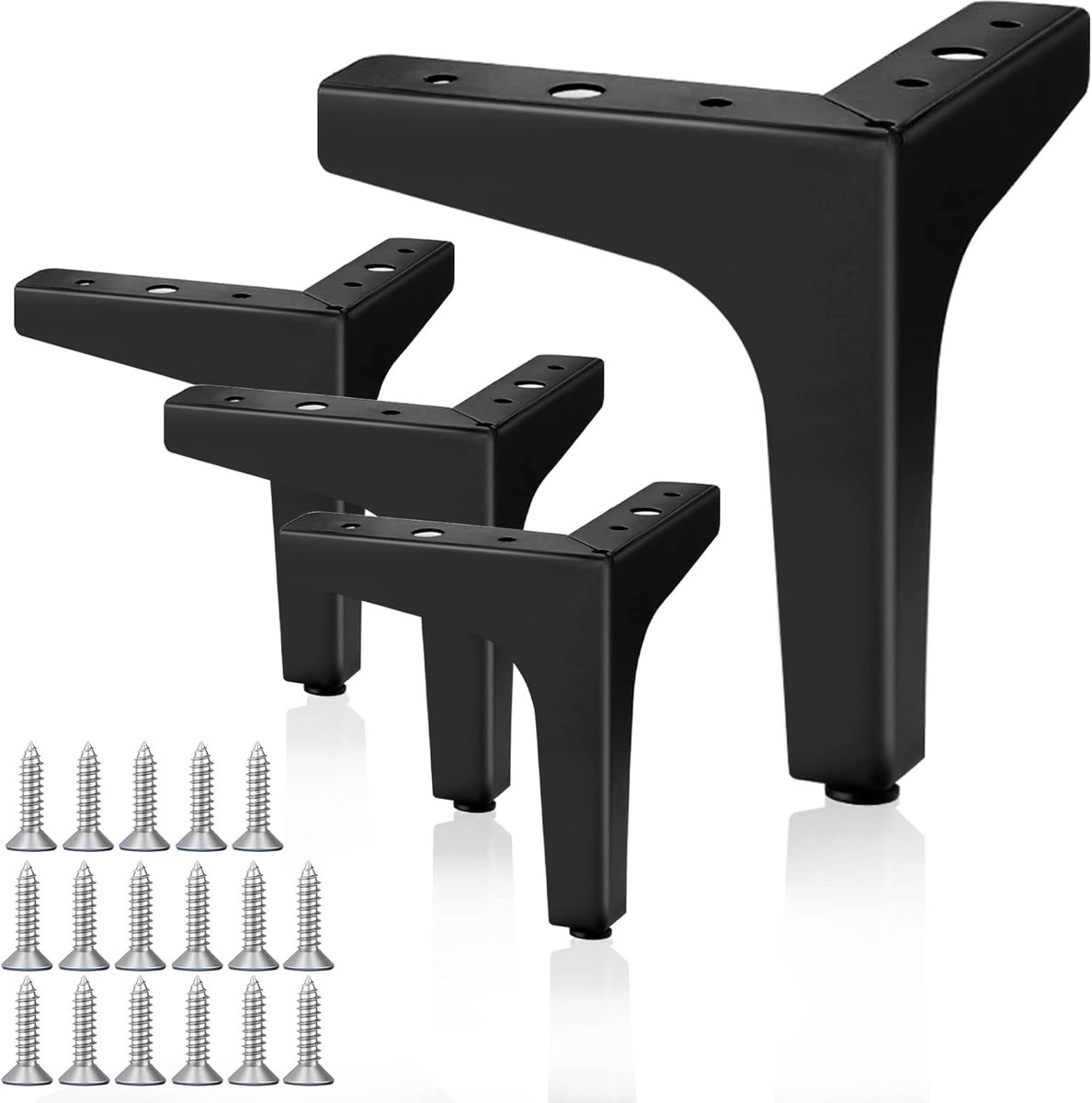 Set of 4 black furniture legs - furniture legs - triangular metal furniture legs - DIY coffee table legs - chair legs - sofa legs - kitchen furniture legs - black - 10 cm - Image 1