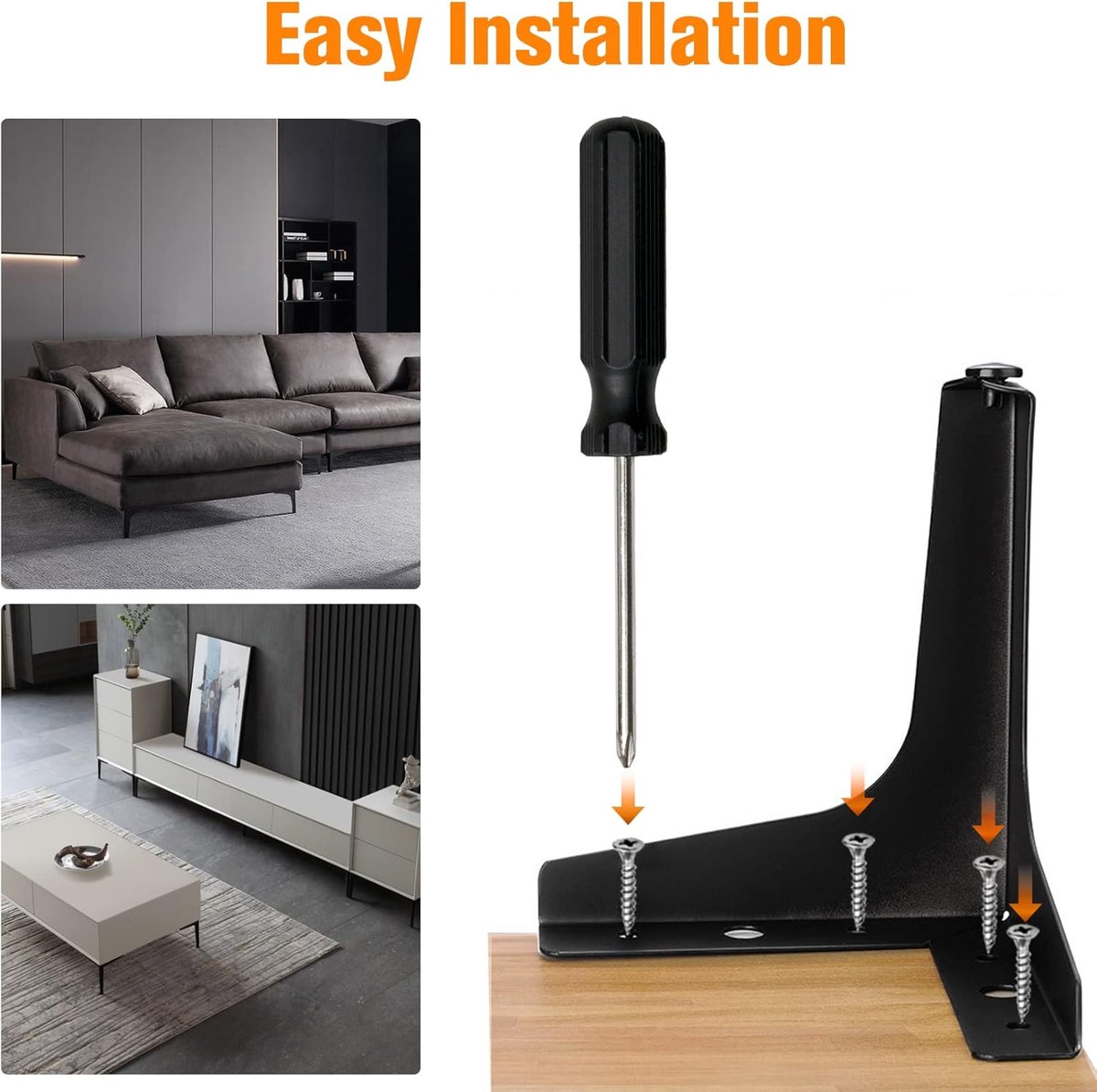 Set of 4 black furniture legs - furniture legs - triangular metal furniture legs - DIY coffee table legs - chair legs - sofa legs - kitchen furniture legs - black - 10 cm - Image 3