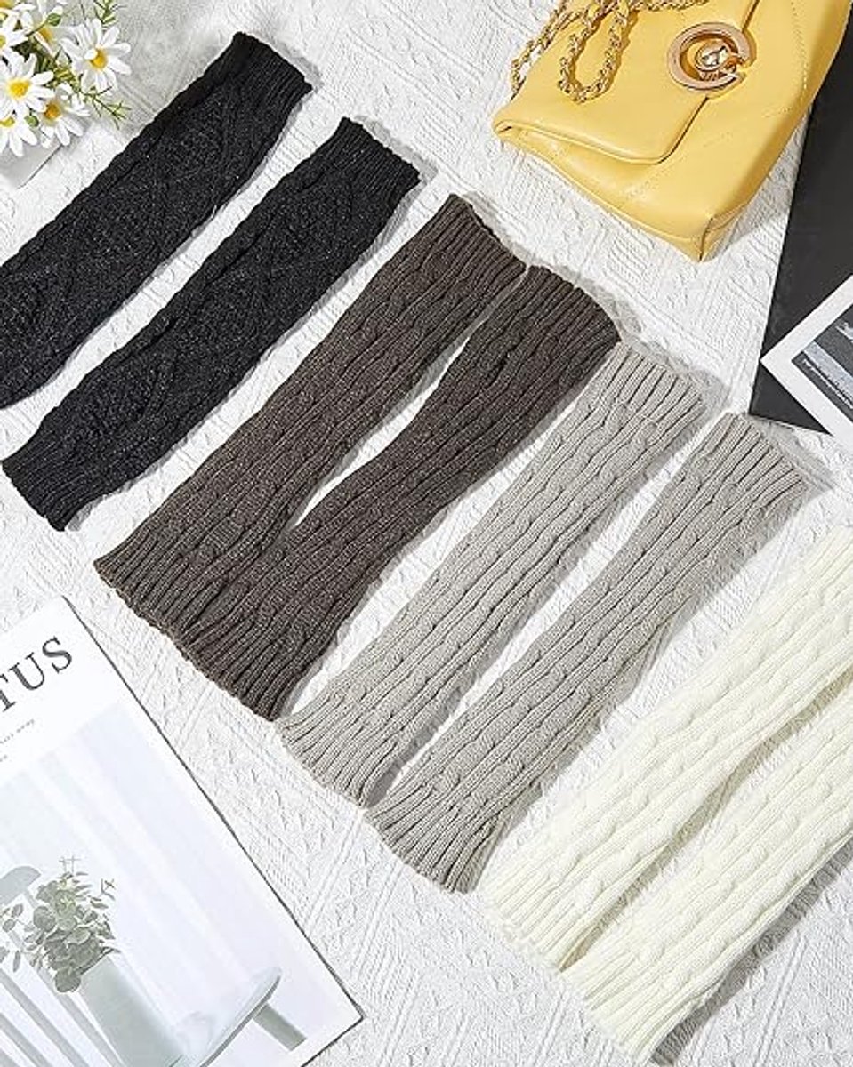 4 pairs of knitted arm warmer gloves - winter sleeves - winter long fingerless mittens - gloves - thumbhole gloves for men and women - Image 3