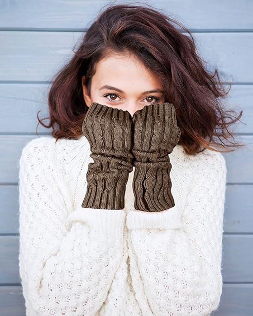 4 pairs of knitted arm warmer gloves - winter sleeves - winter long fingerless mittens - gloves - thumbhole gloves for men and women - Image 5