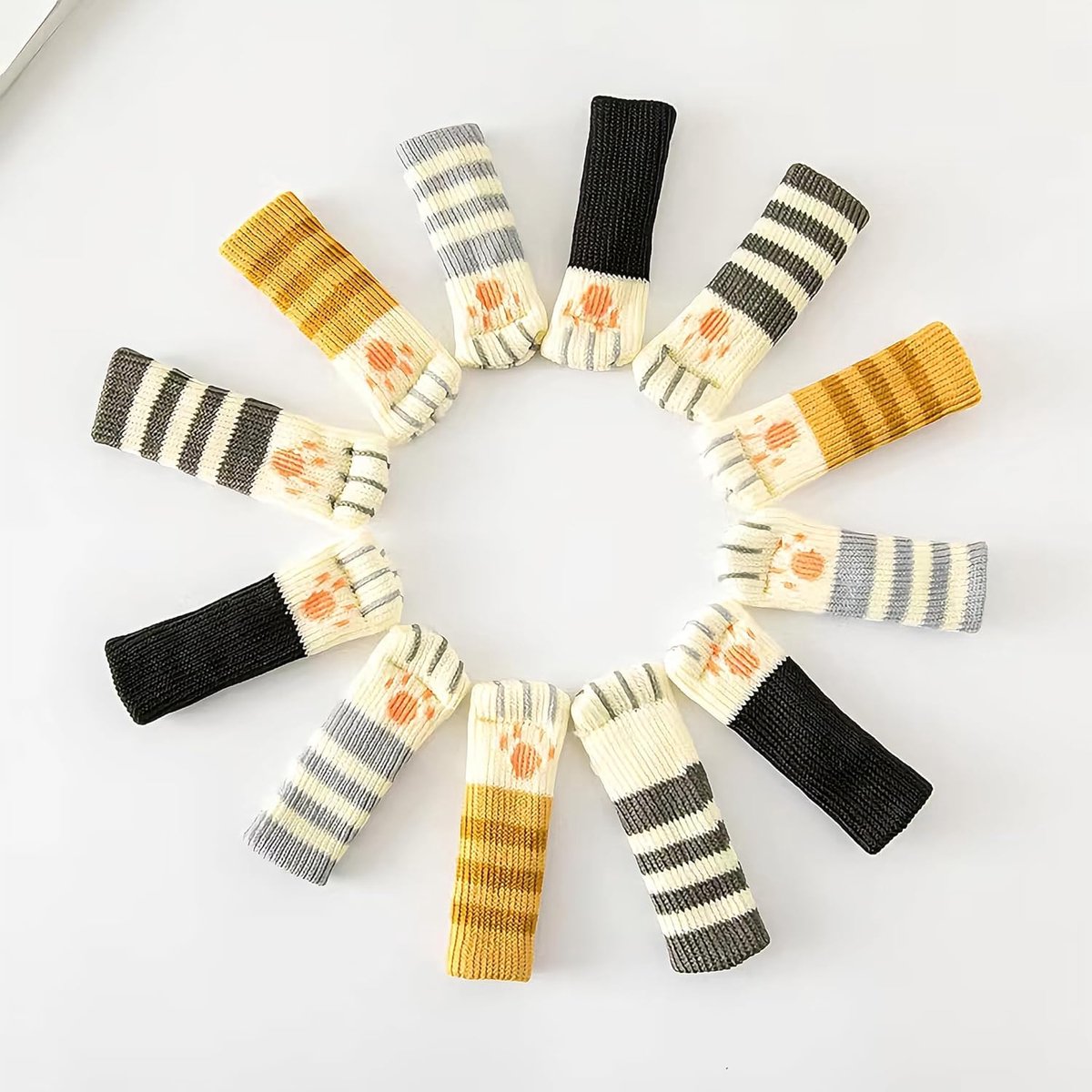 24 pieces - Furniture socks - Chair leg protectors - Floor protectors - Chair leg socks - Chair leg caps - cat paw chair socks - knitted non-slip chair leg floor protectors - sound-dampening furniture socks for hardwood floors - 6 sets - Image 2