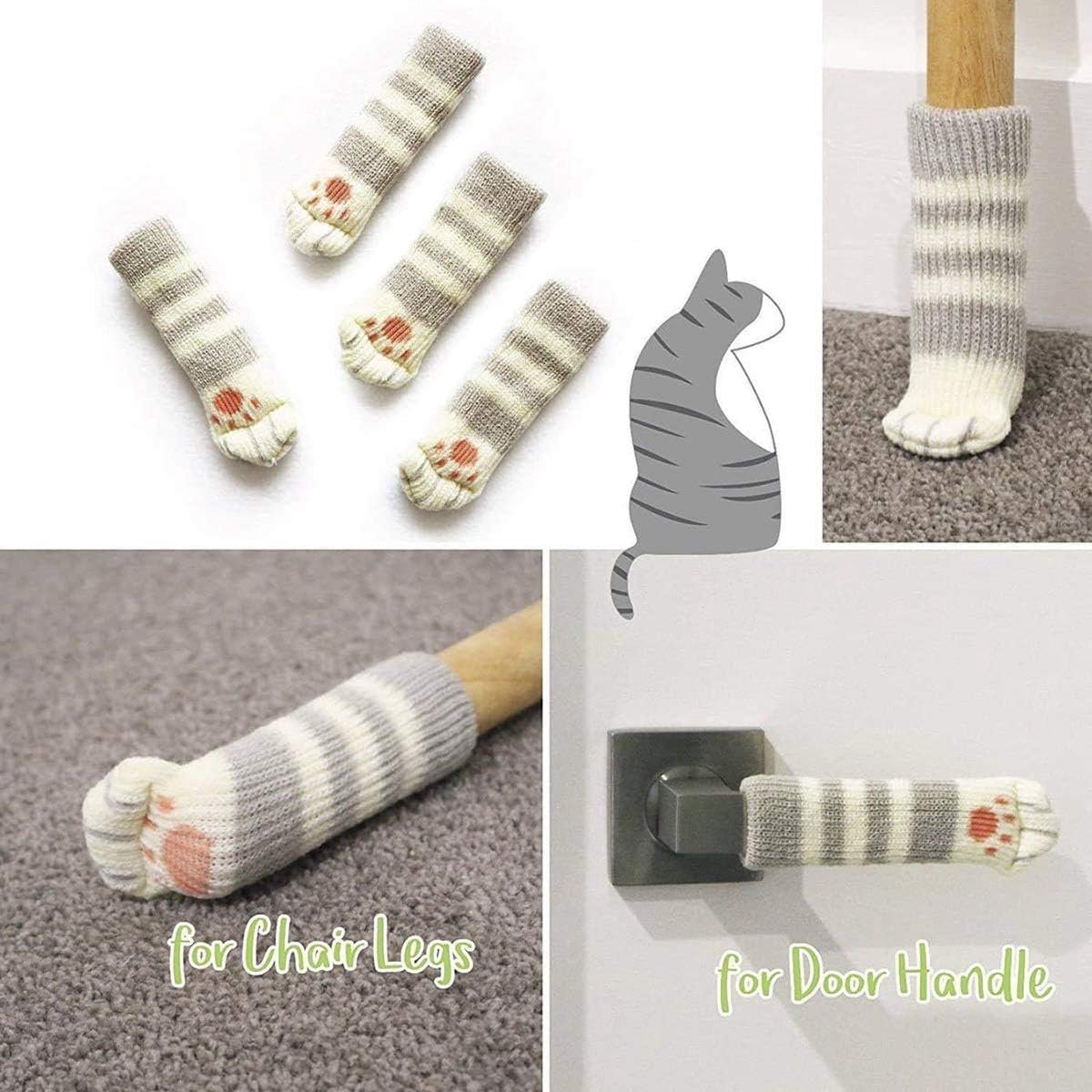 24 pieces - Furniture socks - Chair leg protectors - Floor protectors - Chair leg socks - Chair leg caps - cat paw chair socks - knitted non-slip chair leg floor protectors - sound-dampening furniture socks for hardwood floors - 6 sets - Image 4