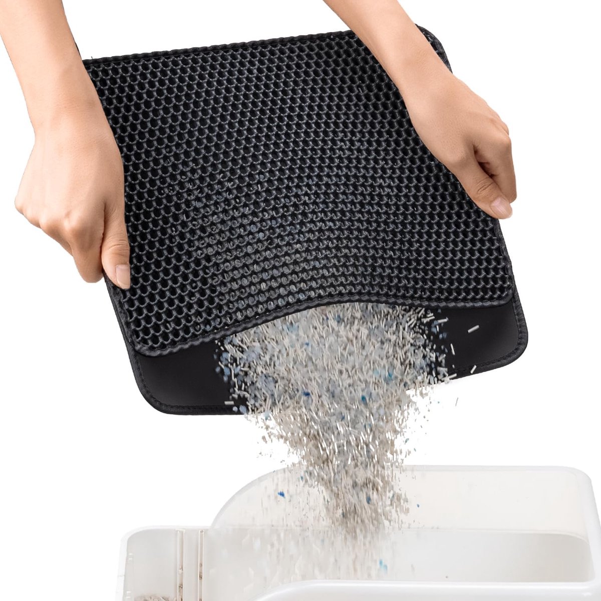 Cat Litter Mat - 30 x 45 cm - Waterproof Cat Litter Mat - Cat Litter Mat - Grit Catcher - Cat Litter Mat - Double Layer - Cat Litter Mat - Catchment Area - Cat Mat - Black - Image 1
