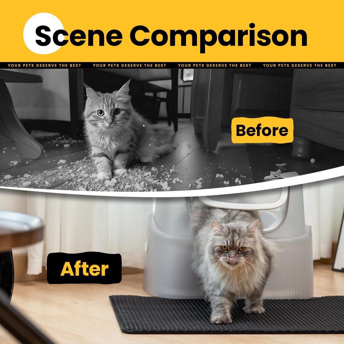 Cat Litter Mat - 30 x 45 cm - Waterproof Cat Litter Mat - Cat Litter Mat - Grit Catcher - Cat Litter Mat - Double Layer - Cat Litter Mat - Catchment Area - Cat Mat - Black - Image 3