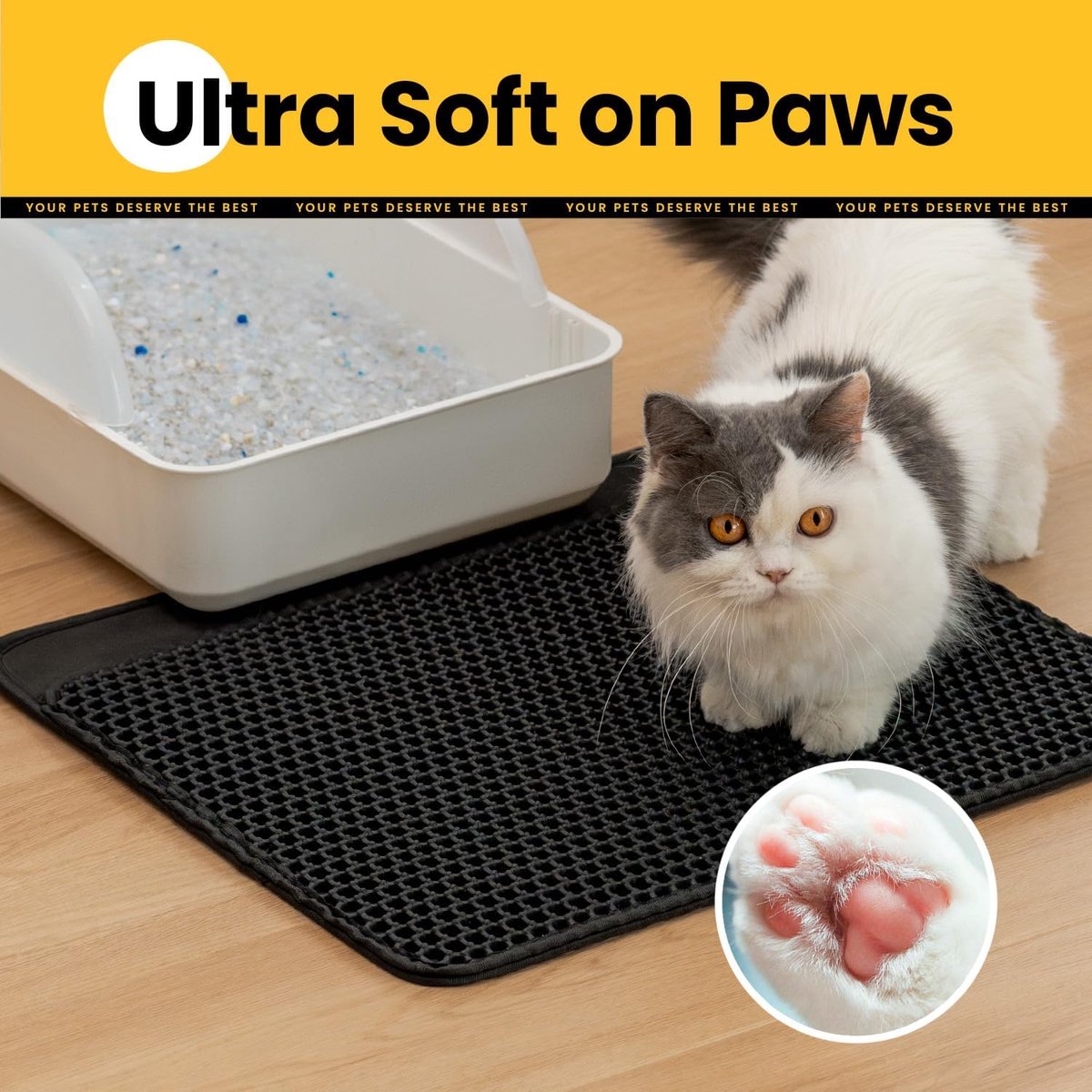 Cat Litter Mat - 30 x 45 cm - Waterproof Cat Litter Mat - Cat Litter Mat - Grit Catcher - Cat Litter Mat - Double Layer - Cat Litter Mat - Catchment Area - Cat Mat - Black - Image 4