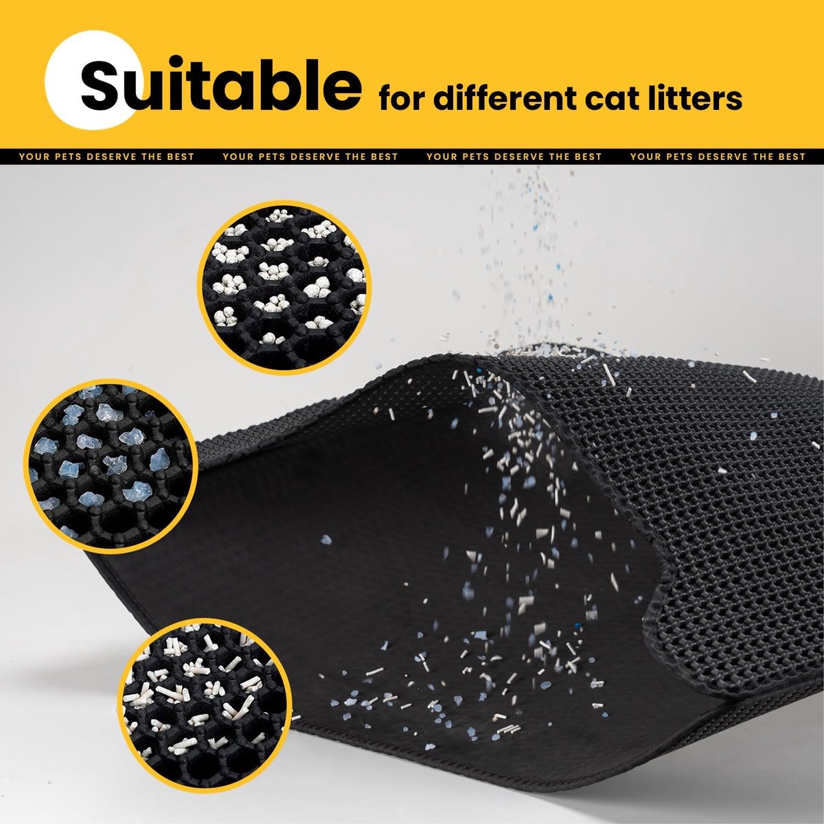 Cat Litter Mat - 30 x 45 cm - Waterproof Cat Litter Mat - Cat Litter Mat - Grit Catcher - Cat Litter Mat - Double Layer - Cat Litter Mat - Catchment Area - Cat Mat - Black - Image 6