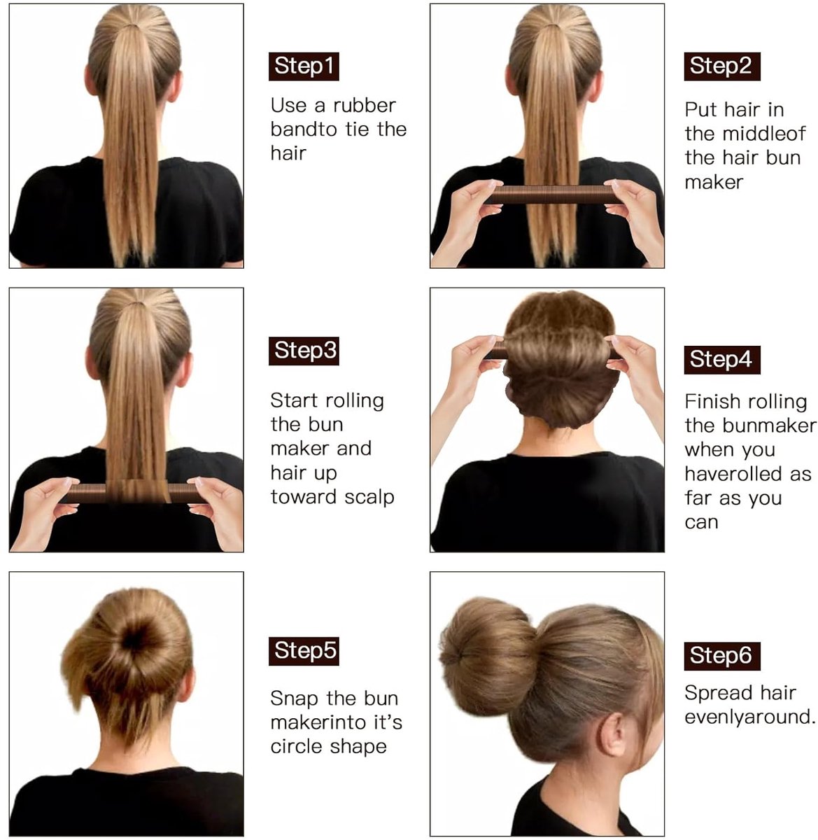 4-piece bun maker - Magic hairband - For children and women - DIY styler - Easily create a ballerina hairstyle - Create a perfect bun - Hairband - Bun - Bun maker for long hair - Four different colors - Image 2