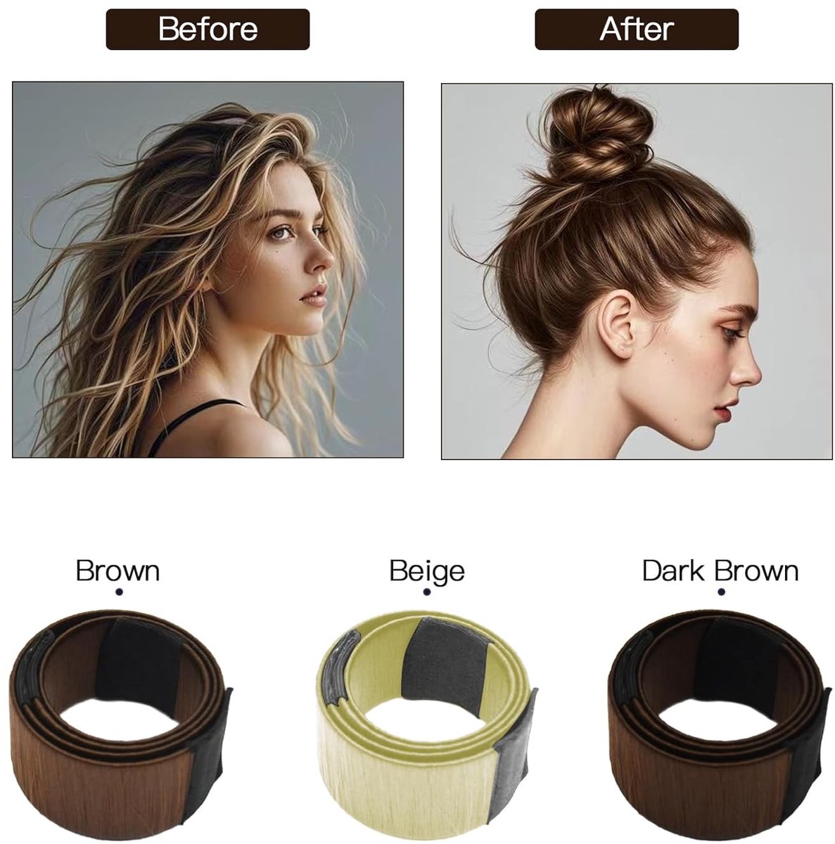 4-piece bun maker - Magic hairband - For children and women - DIY styler - Easily create a ballerina hairstyle - Create a perfect bun - Hairband - Bun - Bun maker for long hair - Four different colors - Image 5