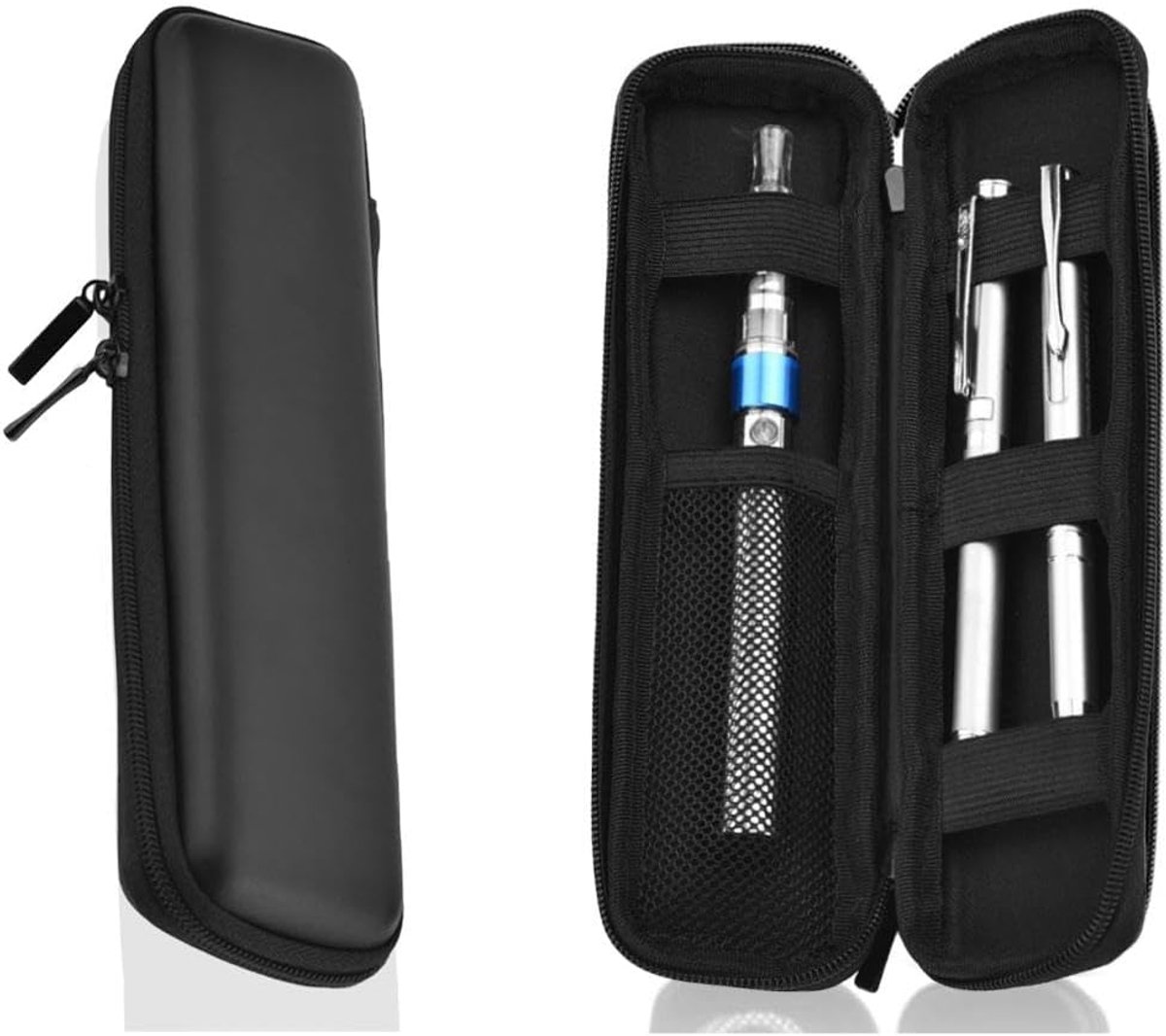 Hard-shell EVA pencil case - Zippered pencil case - Storage bag - Stationery box - Makeup bag - Portable - Multifunctional - Holder for Executive fountain pen and stylus, touch pen, USB cables - For adults, girls and boys - Black - 20*6*4 cm - Image 1