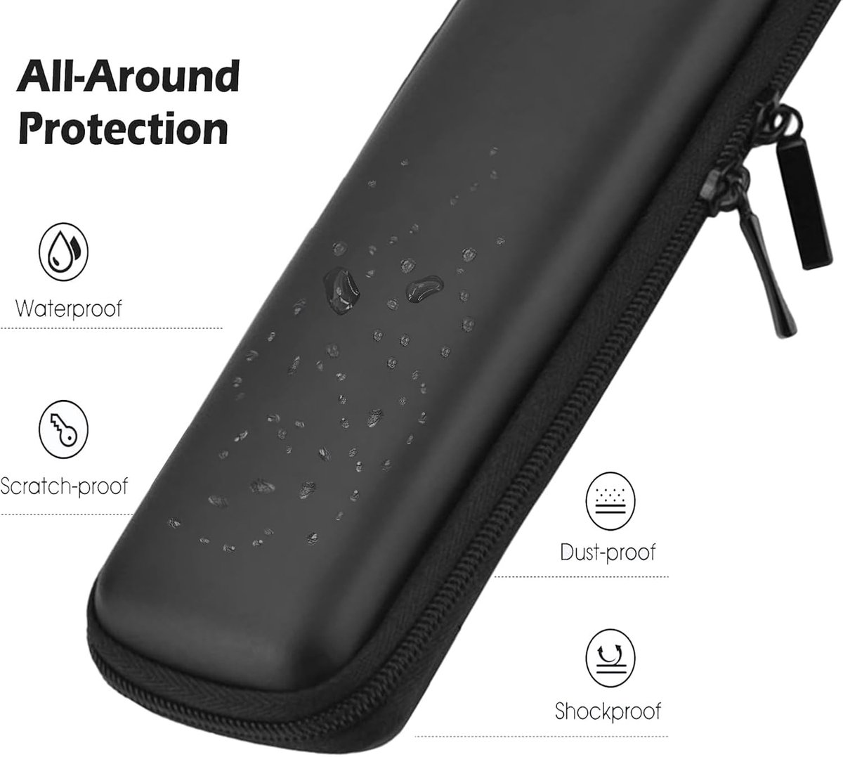 Hard-shell EVA pencil case - Zippered pencil case - Storage bag - Stationery box - Makeup bag - Portable - Multifunctional - Holder for Executive fountain pen and stylus, touch pen, USB cables - For adults, girls and boys - Black - 20*6*4 cm - Image 4