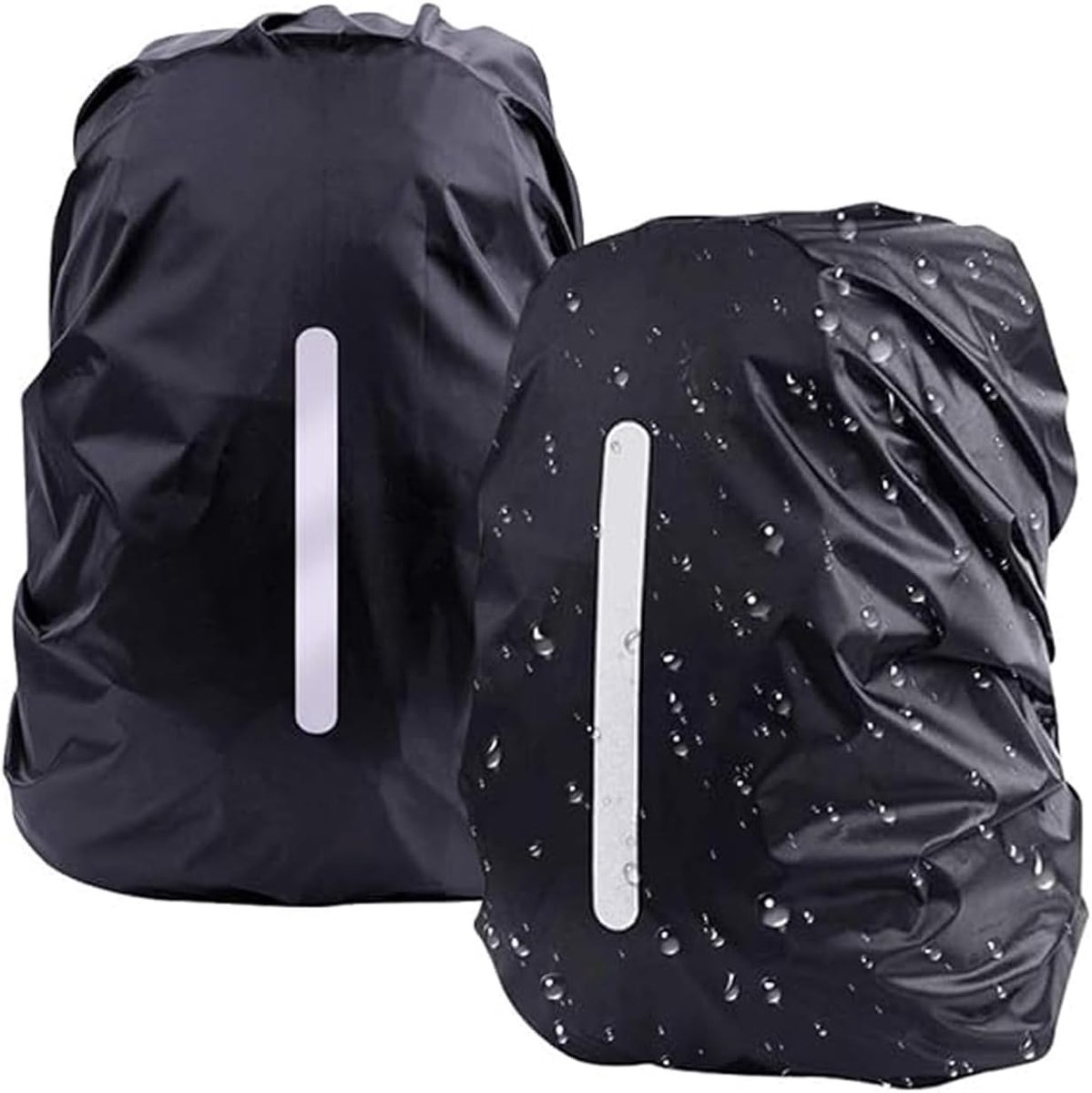 2 pieces - Backpack cover - Waterproof backpack cover - Waterproof rain cover for backpack - Waterproof rain cover - Reflective backpack cover - dust cover - for hiking, camping, traveling, cycling, outdoor activities - size M (40-50L) - 40*20*60 cm - bla - Image 1
