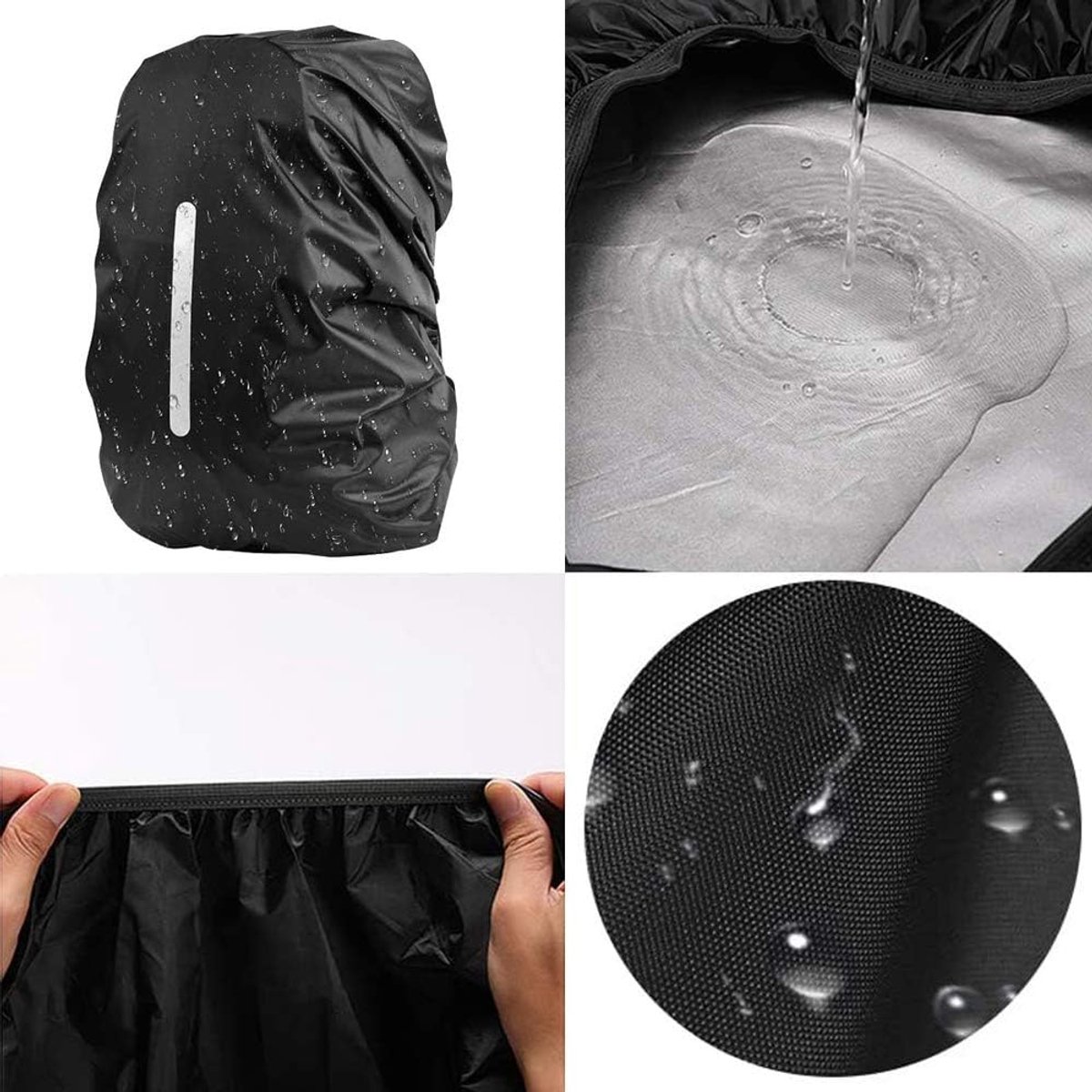 2 pieces - Backpack cover - Waterproof backpack cover - Waterproof rain cover for backpack - Waterproof rain cover - Reflective backpack cover - dust cover - for hiking, camping, traveling, cycling, outdoor activities - size M (40-50L) - 40*20*60 cm - bla - Image 6