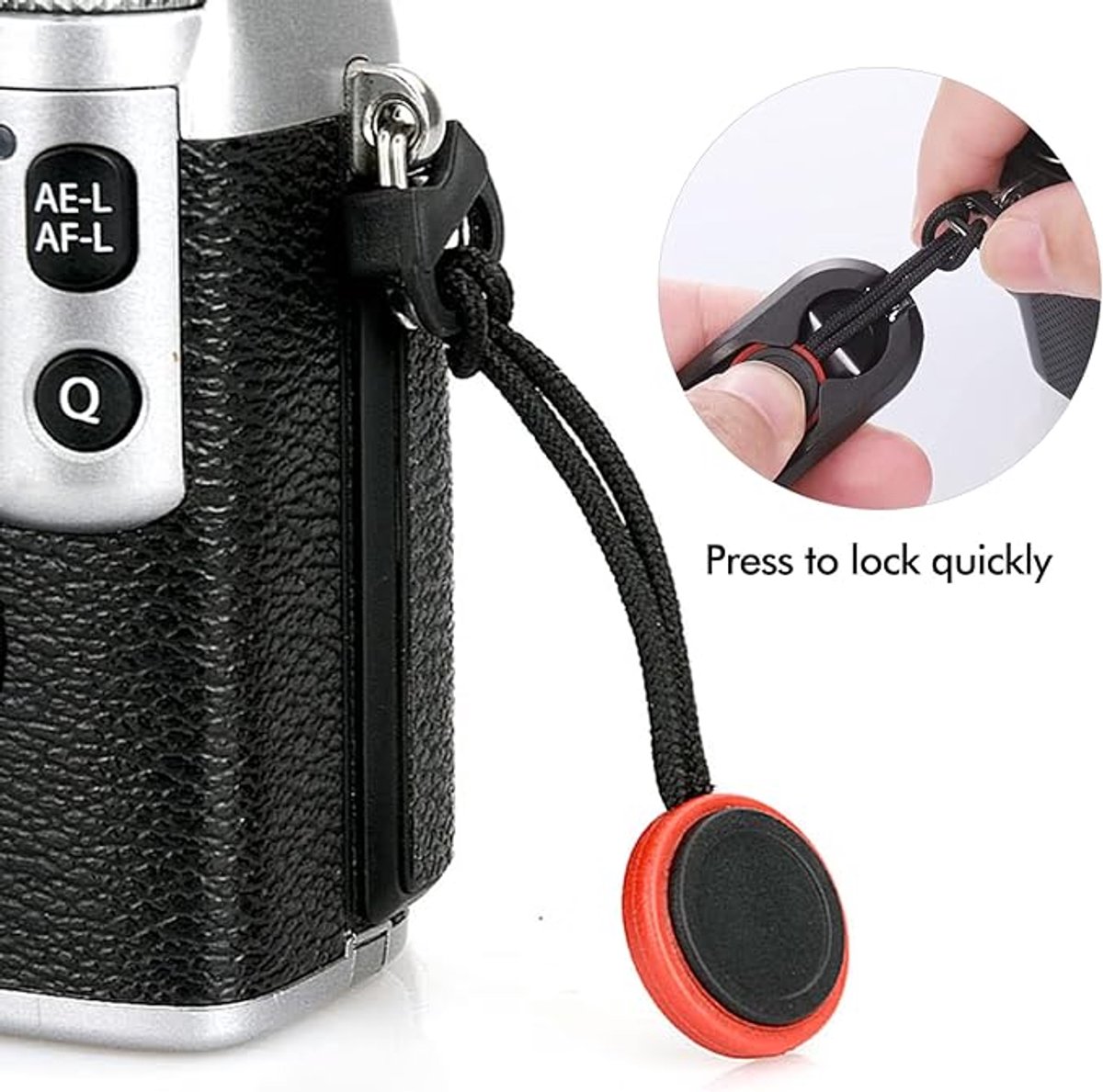 Camera Strap Compact - Wrist Strap for DSLR Camera - Neck Strap Band - Belt - Shoulder Strap - Camera Strap Set - Carrying Strap - Adjustable Length - Suitable for Canon, Nikon, Sony DSLR - Black - Image 6