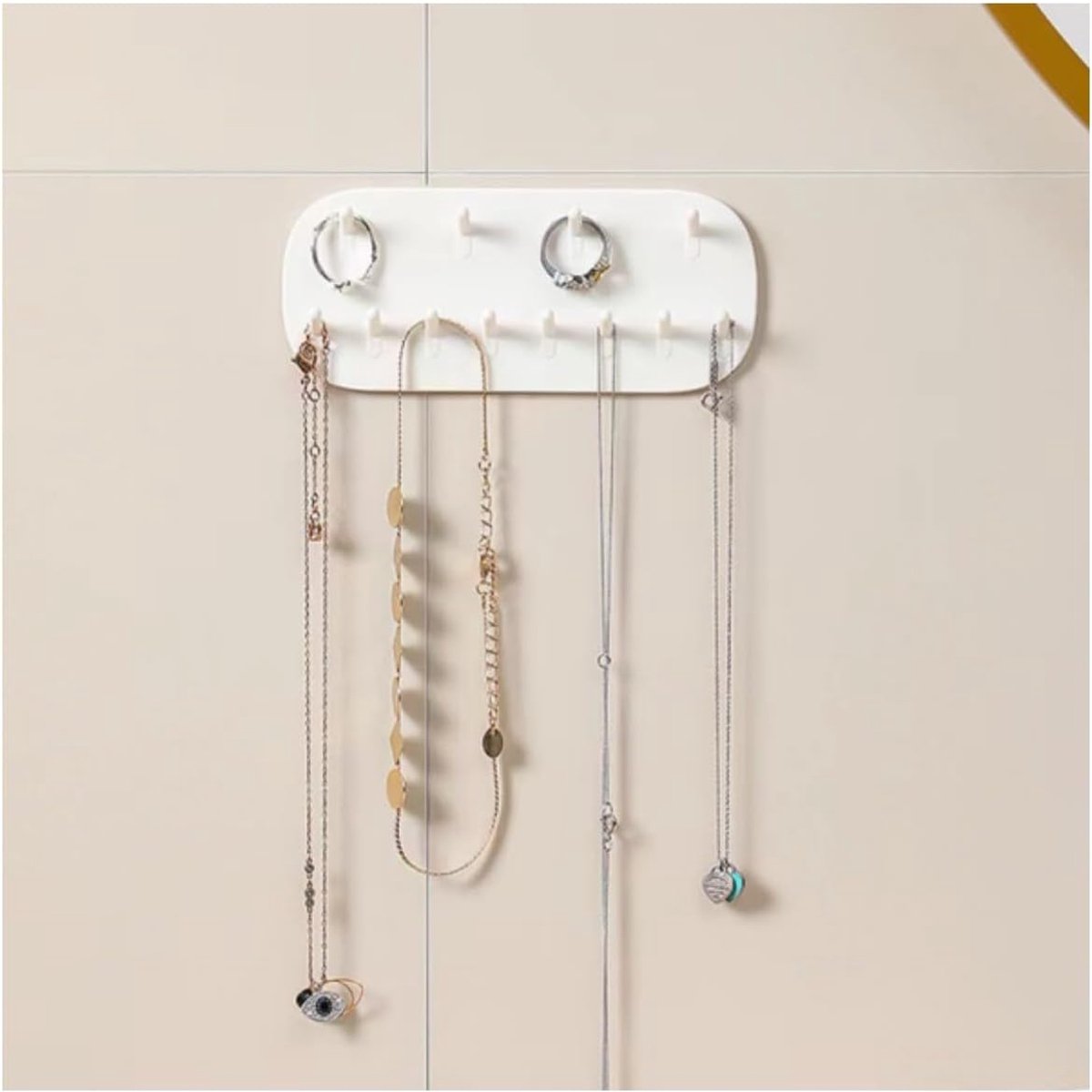 2 pieces - Jewelry stands - Jewelry display stand - Earring rack - Necklace holder organizer - wall jewelry organizers - Jewelry hooks - Necklace hook - Shelves - Display rack - for earrings, necklaces, bracelets, gift idea - 14*6*2 cm - white - Image 4
