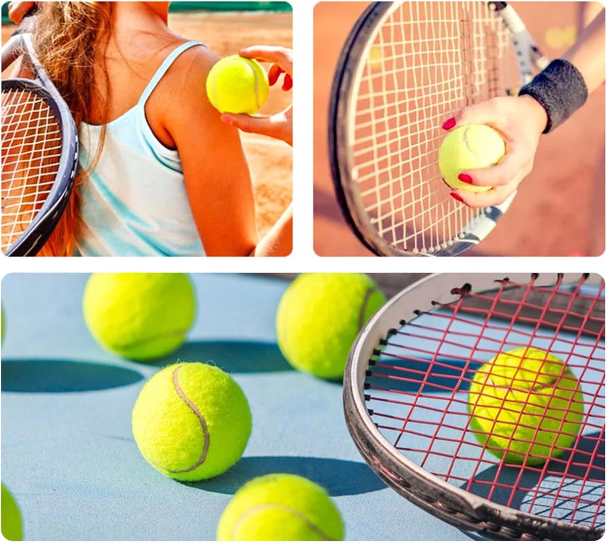 2 pieces - Tennis ball - With 4m rope - Tennis training ball - Training balls - Tennis training set - for personal tennis training, pets, adults, beginner players - 64 mm - green - Image 3