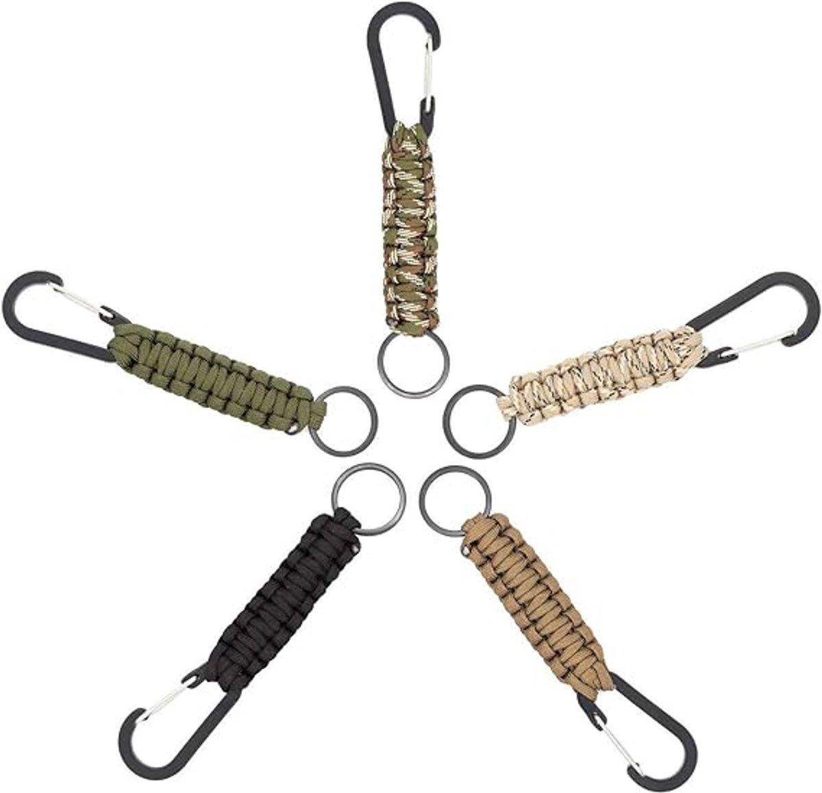 Carabiner - 5 Pieces - carabiner keychain - Outdoor survival climbing chain - Paracord keychain with carabiner - woven keychain - Mountaineering keychain - Paracord keychain - Image 4