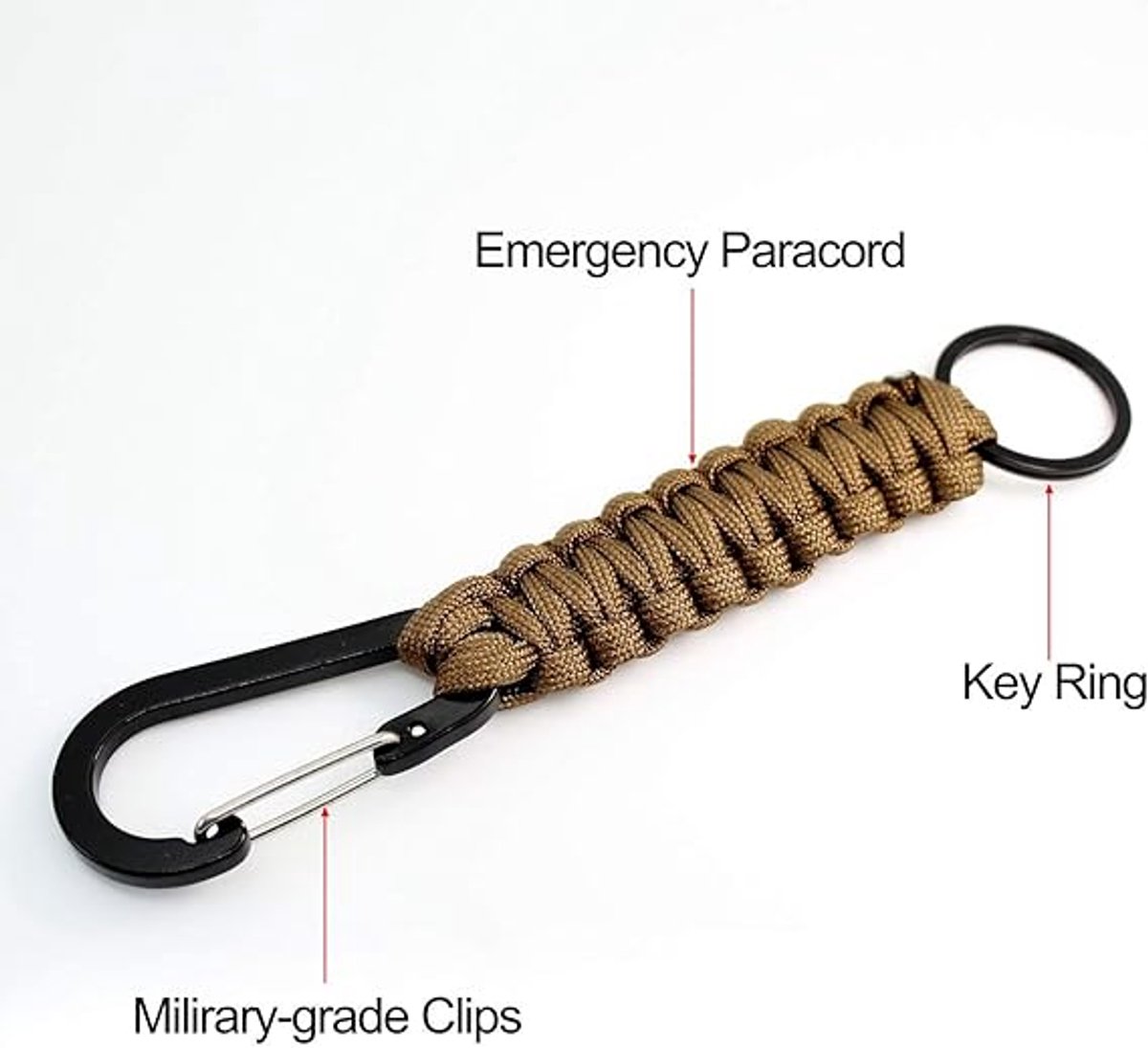 Carabiner - 5 Pieces - carabiner keychain - Outdoor survival climbing chain - Paracord keychain with carabiner - woven keychain - Mountaineering keychain - Paracord keychain - Image 5