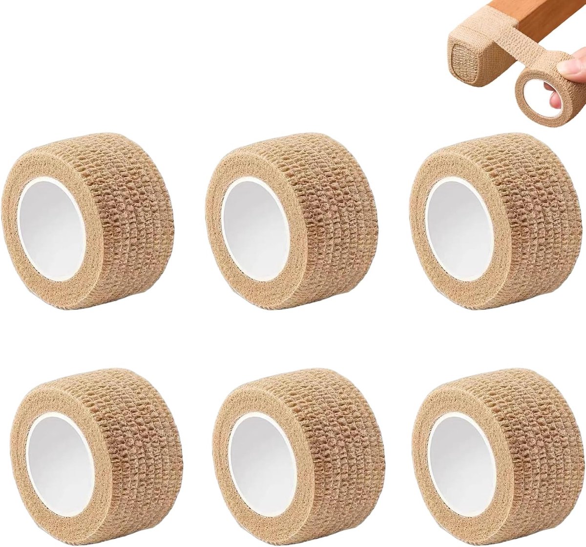 6 Rolls Chair Leg Floor Protectors - Self-Adhesive Bandage Wraps - Chair Leg Protectors - Anti-Slip Chair Leg Protectors - Chair Leg Protective Tape - Chair Leg Protectors - for Hardwood Floors, Noise Reduction - 2.5cm × 2m - Image 1