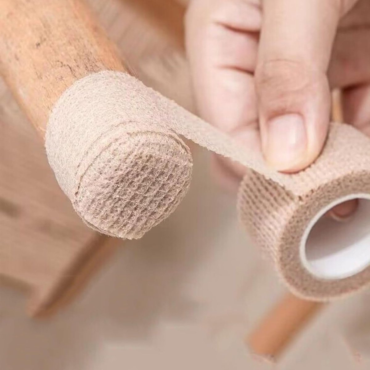 6 Rolls Chair Leg Floor Protectors - Self-Adhesive Bandage Wraps - Chair Leg Protectors - Anti-Slip Chair Leg Protectors - Chair Leg Protective Tape - Chair Leg Protectors - for Hardwood Floors, Noise Reduction - 2.5cm × 2m - Image 4