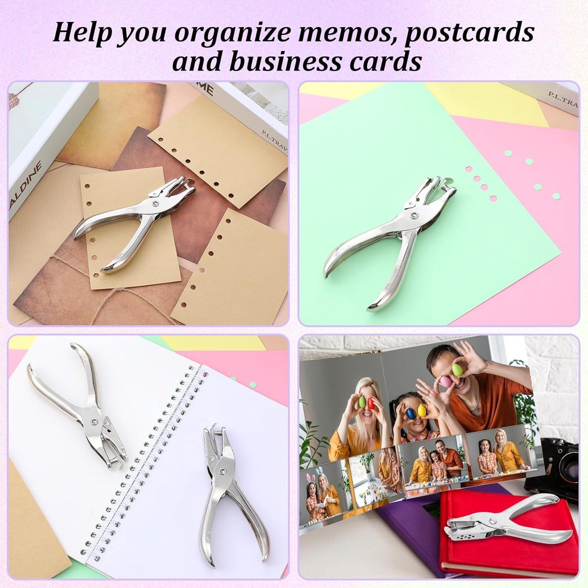 2 pieces - Hole punch - 3mm, 6mm - hole punch pliers - metal hole punches - paper hole punch - small single hole punch - small round hole punches - for labels, crafts, tickets, greeting cards, paper and invitations - 13*6.2 cm - silver - Image 2