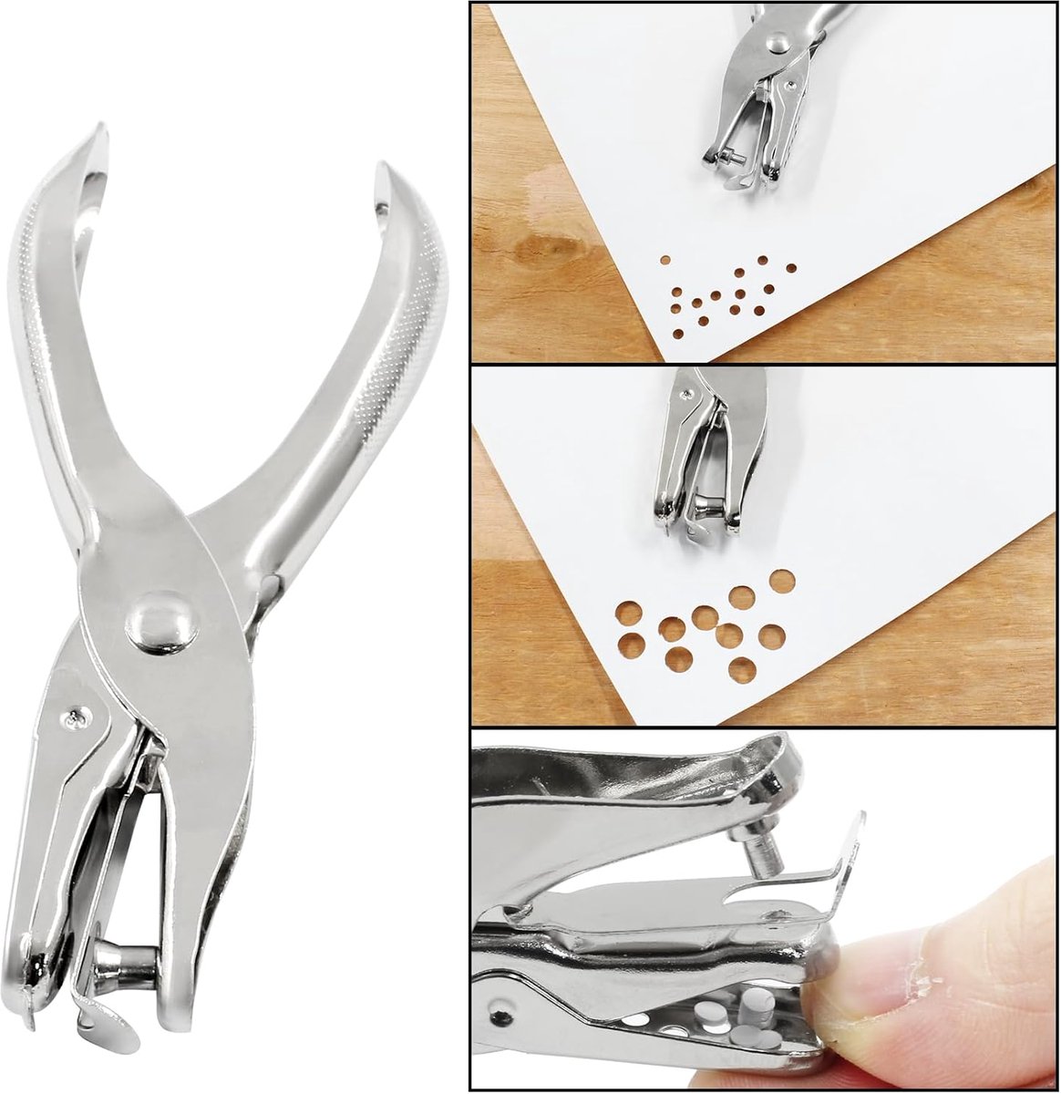 2 pieces - Hole punch - 3mm, 6mm - hole punch pliers - metal hole punches - paper hole punch - small single hole punch - small round hole punches - for labels, crafts, tickets, greeting cards, paper and invitations - 13*6.2 cm - silver - Image 3