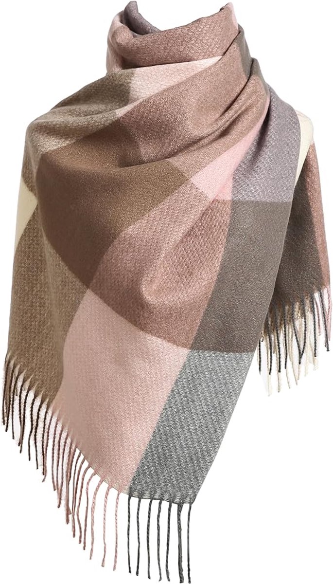 Women's Scarf - 180 × 70 cm - Women's Fashion Scarf - Winter Scarf - Women's Scarf with Scottish Pattern and Fringes - Soft & Warm - Long Warm Checked Winter Scarf - Autumn Scarf - Wrap - Pink - Image 1