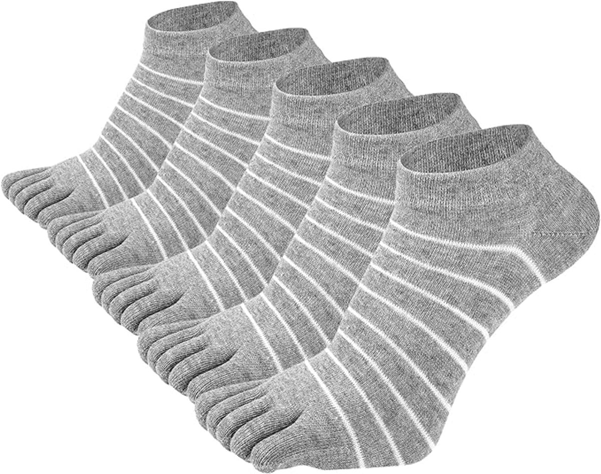 5 pairs - Toe socks - Toe socks - Yoga socks - cotton toe socks for women - Runner toe socks - Runner Toe socks - Smooth toe seam - Cotton - Comfortable Socks - sports socks - loose toe socks - breathable sports socks - grey - Image 1