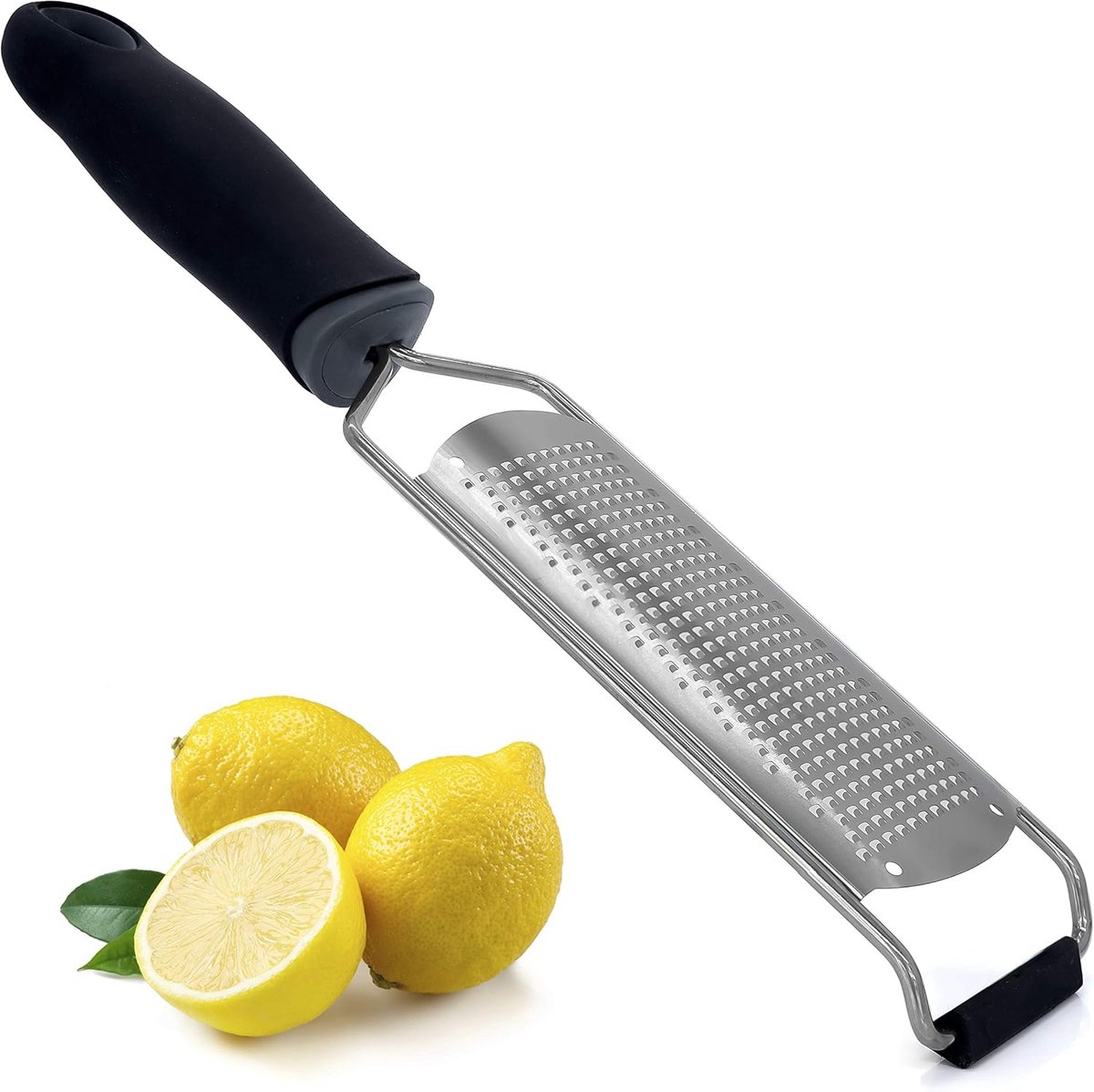 Zester - Lemon grater - Cheese grater - Ginger grater - Garlic grater - Long hand grater - Grater - Wide grater - for citrus fruits, cheese, ginger and dried cheese - 31*6.5 cm - black - Image 1