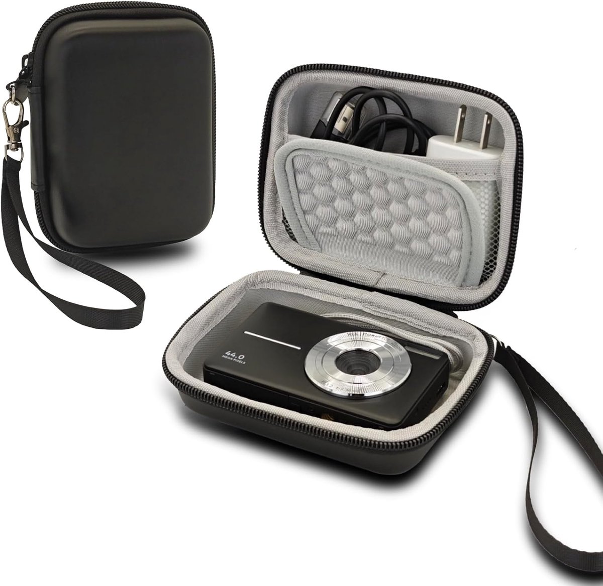 Camera Bags - Camera Bag - Storage Pouch - Storage Box - Carrying and Protective Case for Digital Cameras - Digital Camera Carrying Case - Camera Storage Holder - For Batteries, Cable, Memory Card, Card Reader and Accessories - Black - 12*9*5.5 cm - Image 1