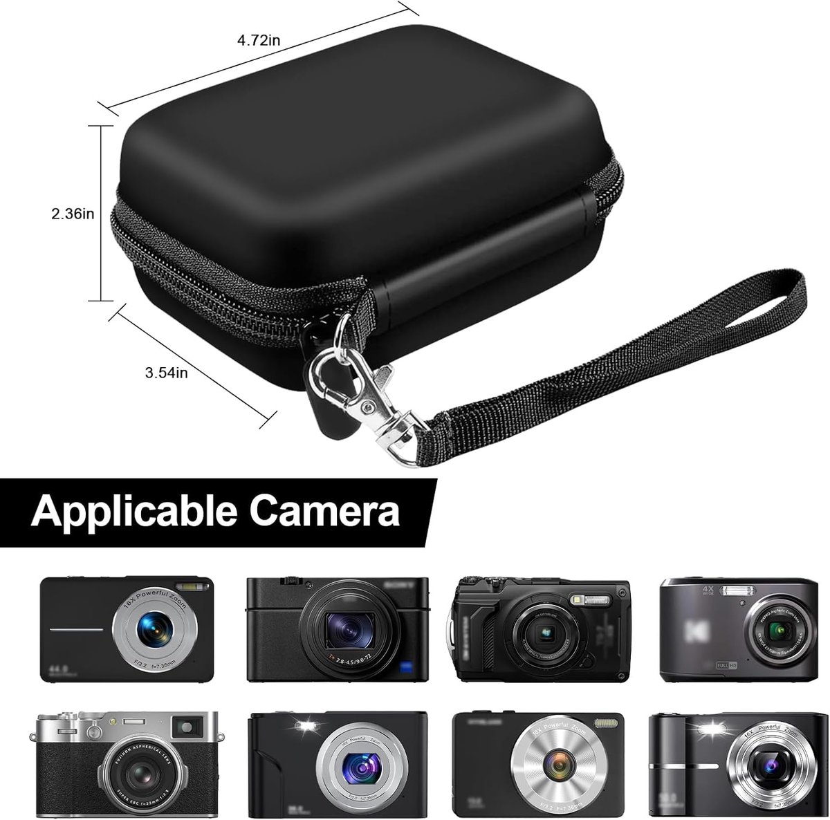 Camera Bags - Camera Bag - Storage Pouch - Storage Box - Carrying and Protective Case for Digital Cameras - Digital Camera Carrying Case - Camera Storage Holder - For Batteries, Cable, Memory Card, Card Reader and Accessories - Black - 12*9*5.5 cm - Image 2