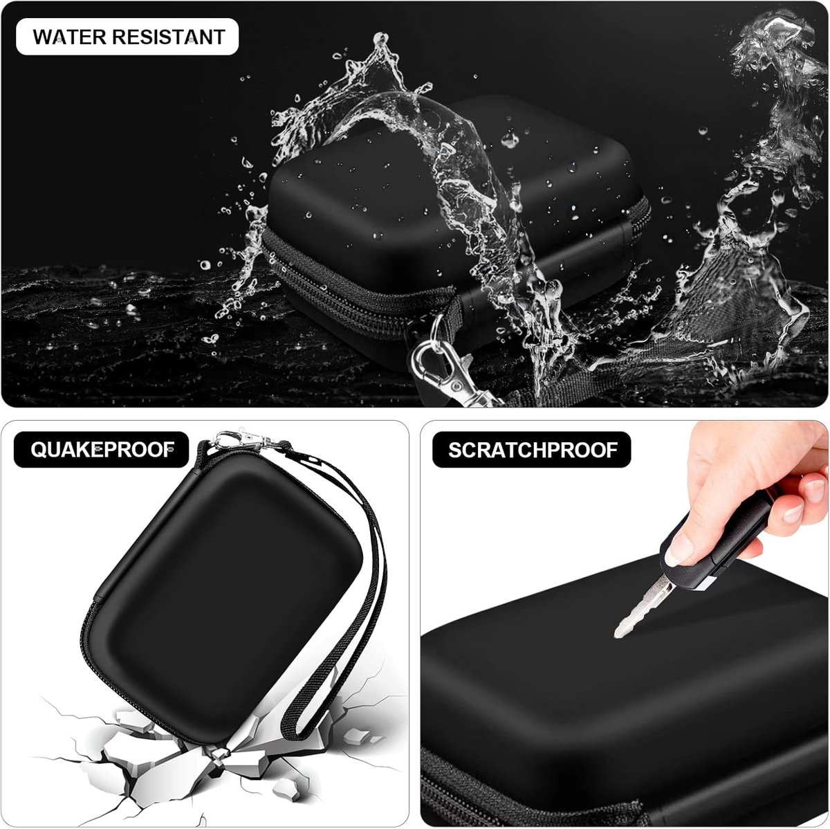 Camera Bags - Camera Bag - Storage Pouch - Storage Box - Carrying and Protective Case for Digital Cameras - Digital Camera Carrying Case - Camera Storage Holder - For Batteries, Cable, Memory Card, Card Reader and Accessories - Black - 12*9*5.5 cm - Image 4