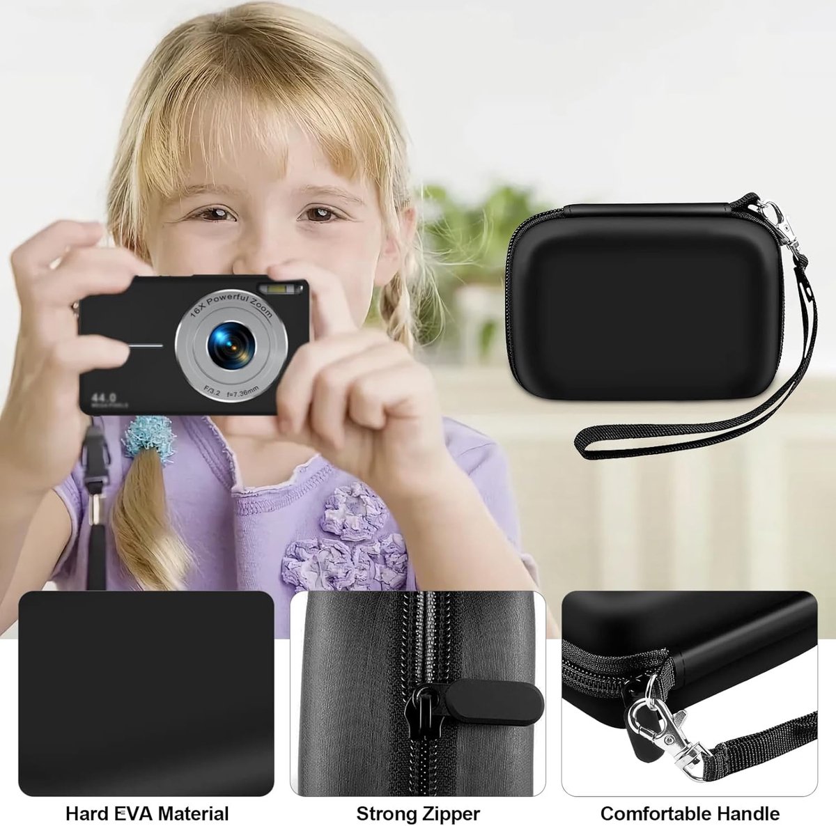 Camera Bags - Camera Bag - Storage Pouch - Storage Box - Carrying and Protective Case for Digital Cameras - Digital Camera Carrying Case - Camera Storage Holder - For Batteries, Cable, Memory Card, Card Reader and Accessories - Black - 12*9*5.5 cm - Image 6