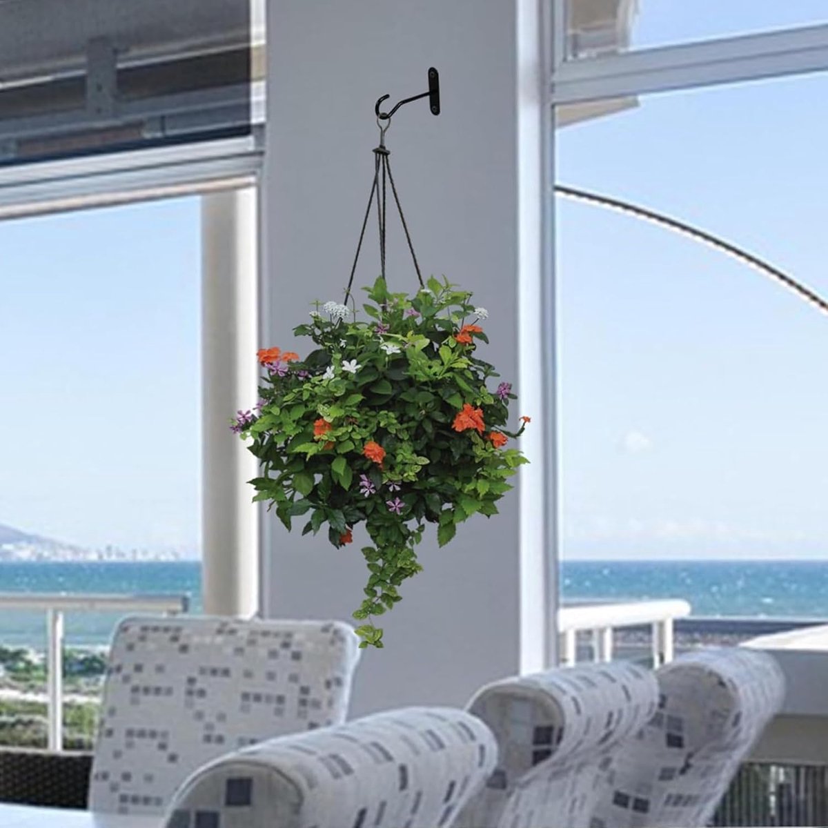pieces - 10*7 cm - Ceiling hooks - metal hanging basket brackets - wall hooks - metal wall hooks - wall-mounted flower hangers - hanging plant hangers - with screws - for planters, bird feeders and lanterns - black - Image 3