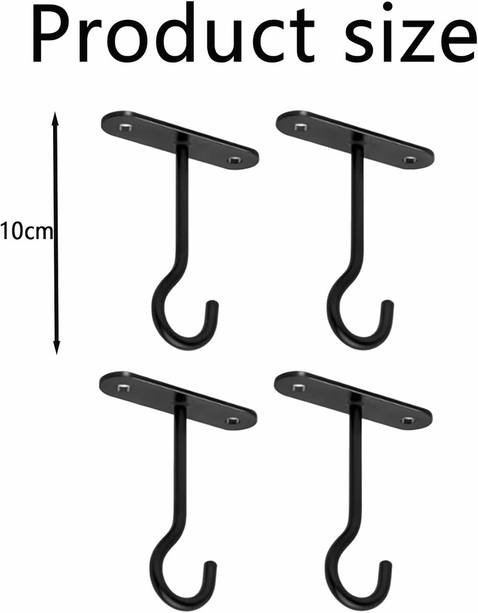 pieces - 10*7 cm - Ceiling hooks - metal hanging basket brackets - wall hooks - metal wall hooks - wall-mounted flower hangers - hanging plant hangers - with screws - for planters, bird feeders and lanterns - black - Image 5
