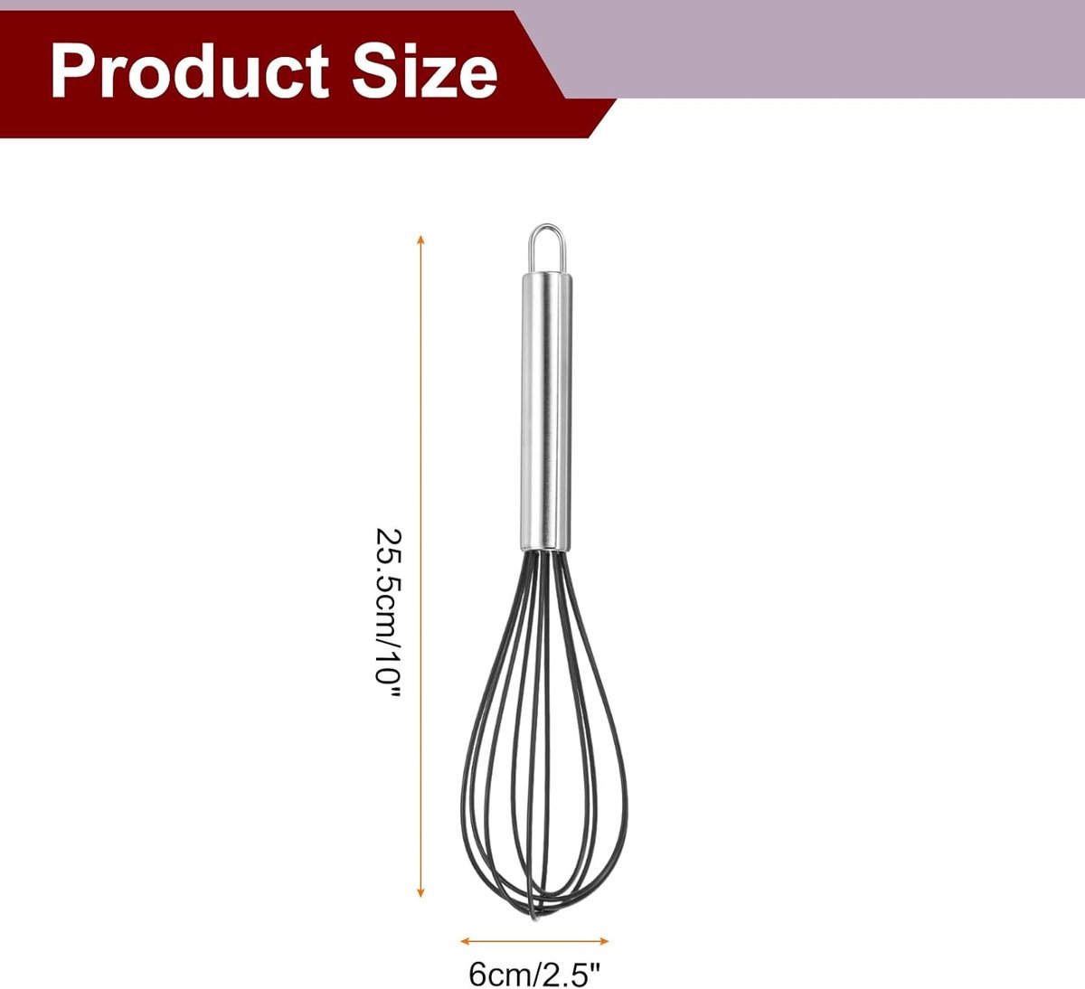 Set of 5 Egg Beaters - 10 Inch - Whisk - Beater Set - Kitchen Whisk - Hand Mixer - Silicone Egg Beater - Manual Egg Beater - Scratch-Free Beating - Non-Stick - for Beating Eggs, Blending, Whipping & Stirring - Black - Image 6