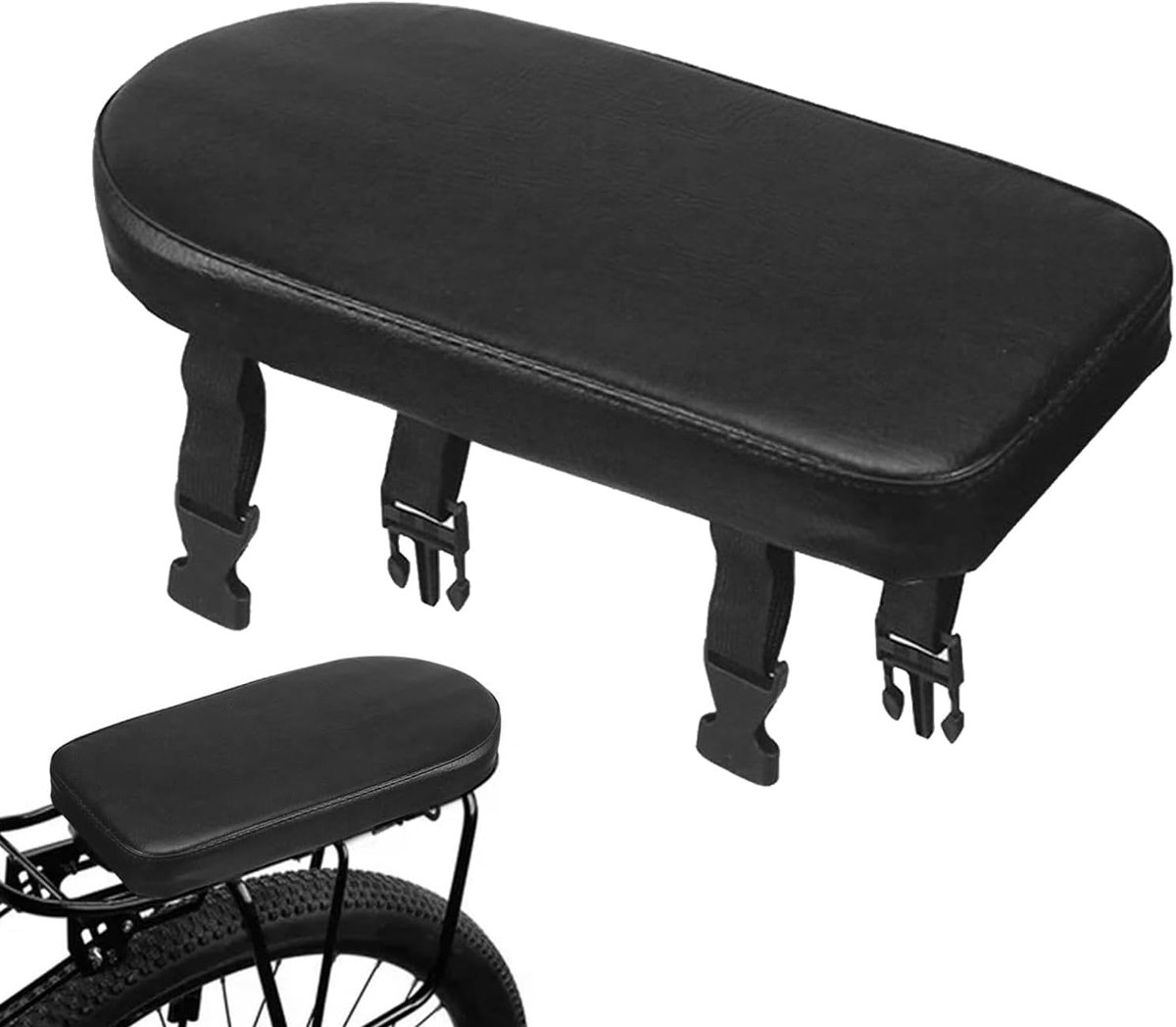 Bicycle Seat - Rear Bicycle Cushion - Luggage Carrier Cushion - Rear Seat Cushion for Bicycles - Replacement Seat Cushion - Bicycle Saddle Accessories - Bicycle Back Seats - Bicycle Accessories - for children and adults - 30*15 cm - black - Image 1