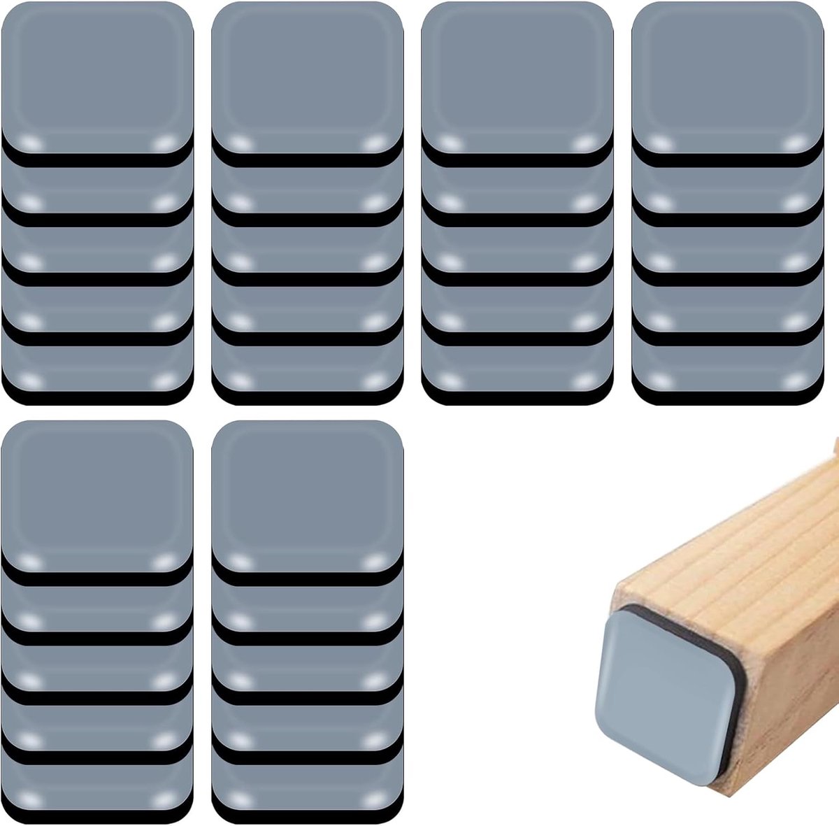 30 pieces - Furniture mats - Teflon furniture glides - Teflon furniture mats - Foot pads for table and chair - floor protectors - easy to move - for chairs, tables, sofas and beds - square - 20*20*6 mm - Image 1