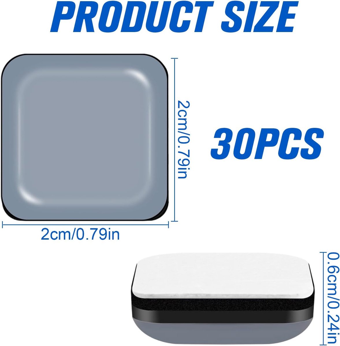 30 pieces - Furniture mats - Teflon furniture glides - Teflon furniture mats - Foot pads for table and chair - floor protectors - easy to move - for chairs, tables, sofas and beds - square - 20*20*6 mm - Image 2