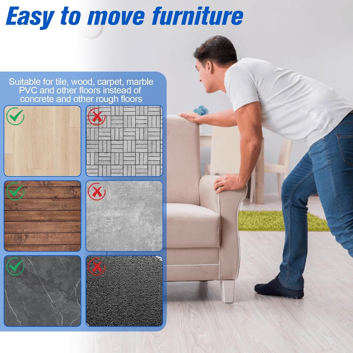 30 pieces - Furniture mats - Teflon furniture glides - Teflon furniture mats - Foot pads for table and chair - floor protectors - easy to move - for chairs, tables, sofas and beds - square - 20*20*6 mm - Image 4
