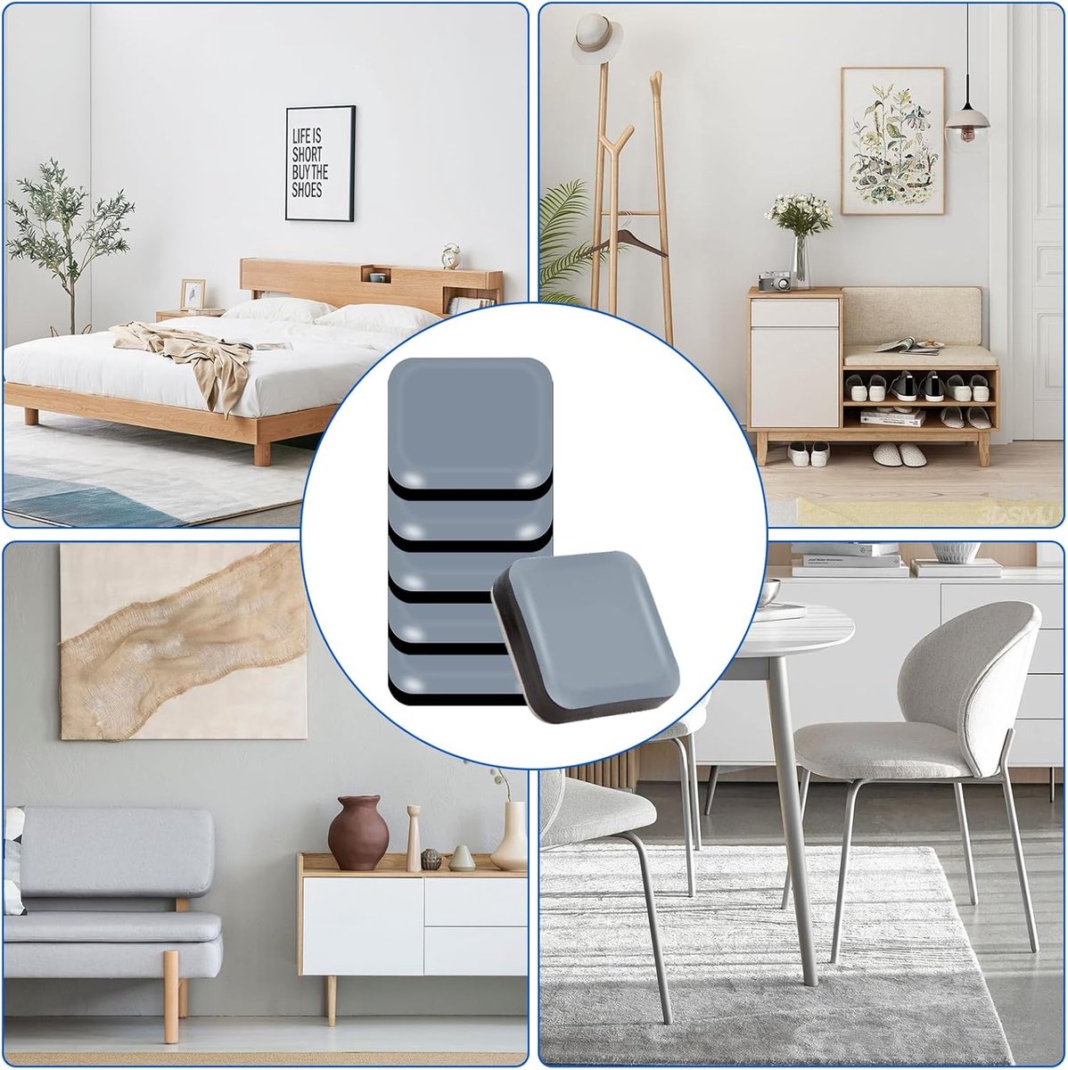 30 pieces - Furniture mats - Teflon furniture glides - Teflon furniture mats - Foot pads for table and chair - floor protectors - easy to move - for chairs, tables, sofas and beds - square - 20*20*6 mm - Image 5