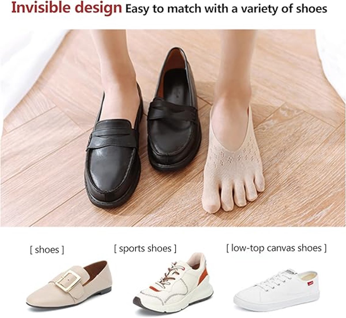 5 pairs - Toe socks - toe socks - No Show - Invisible socks - full toe yoga socks for women - yoga socks - Comfortable Socks - runner toe socks - No Show Low Cut Liner Socks - 5 colors - Image 6